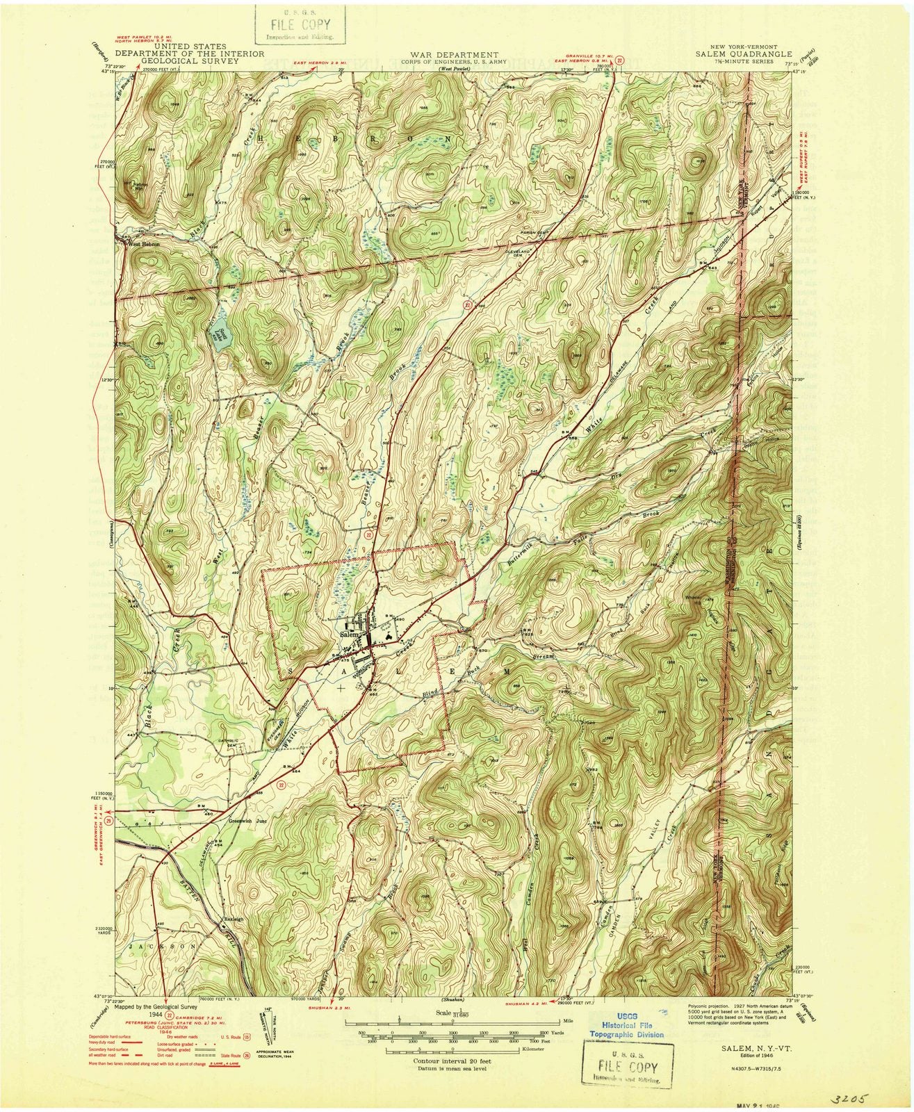 1946 Salem, NY - New York - USGS Topographic Map