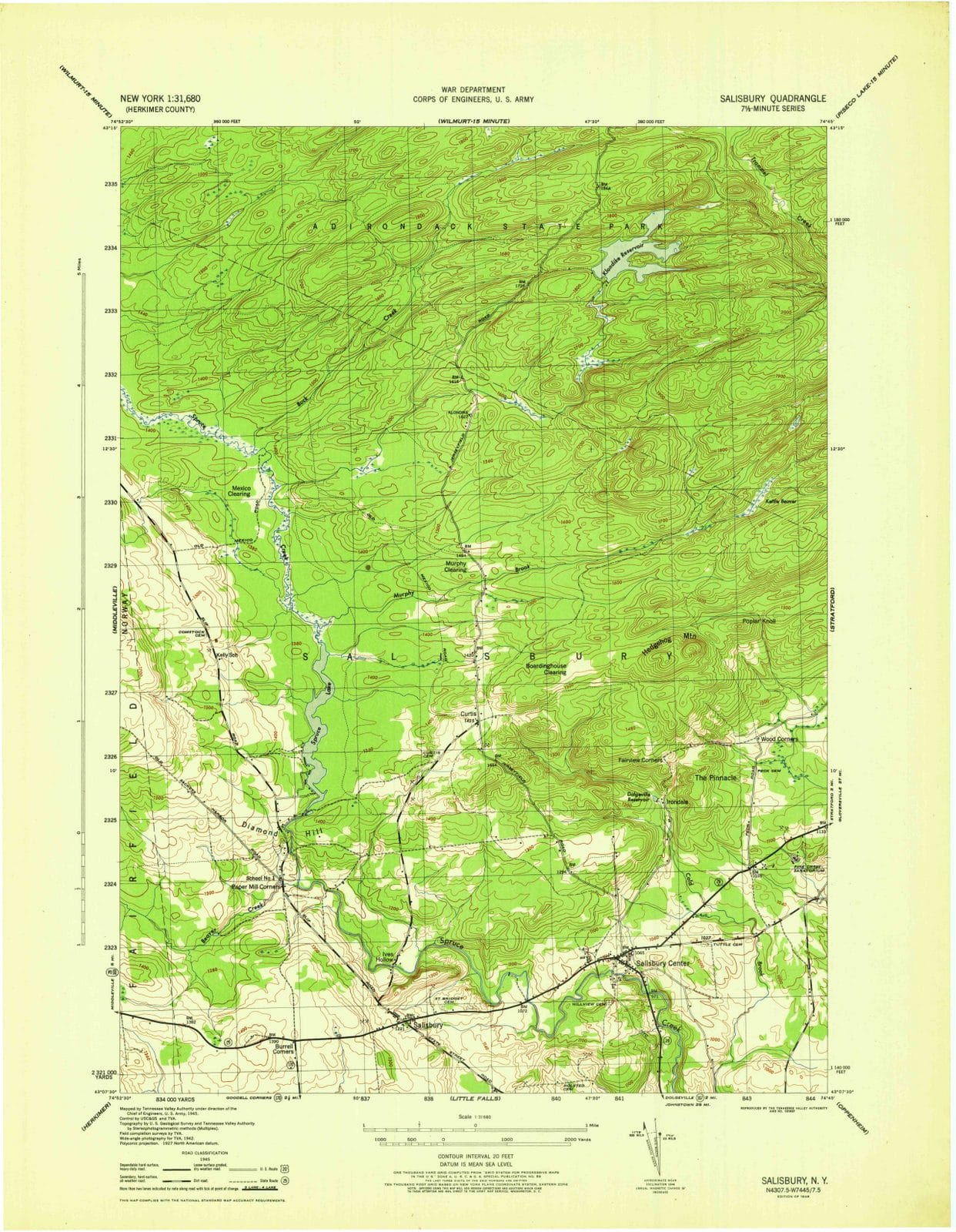 1946 Salisbury, NY - New York - USGS Topographic Map
