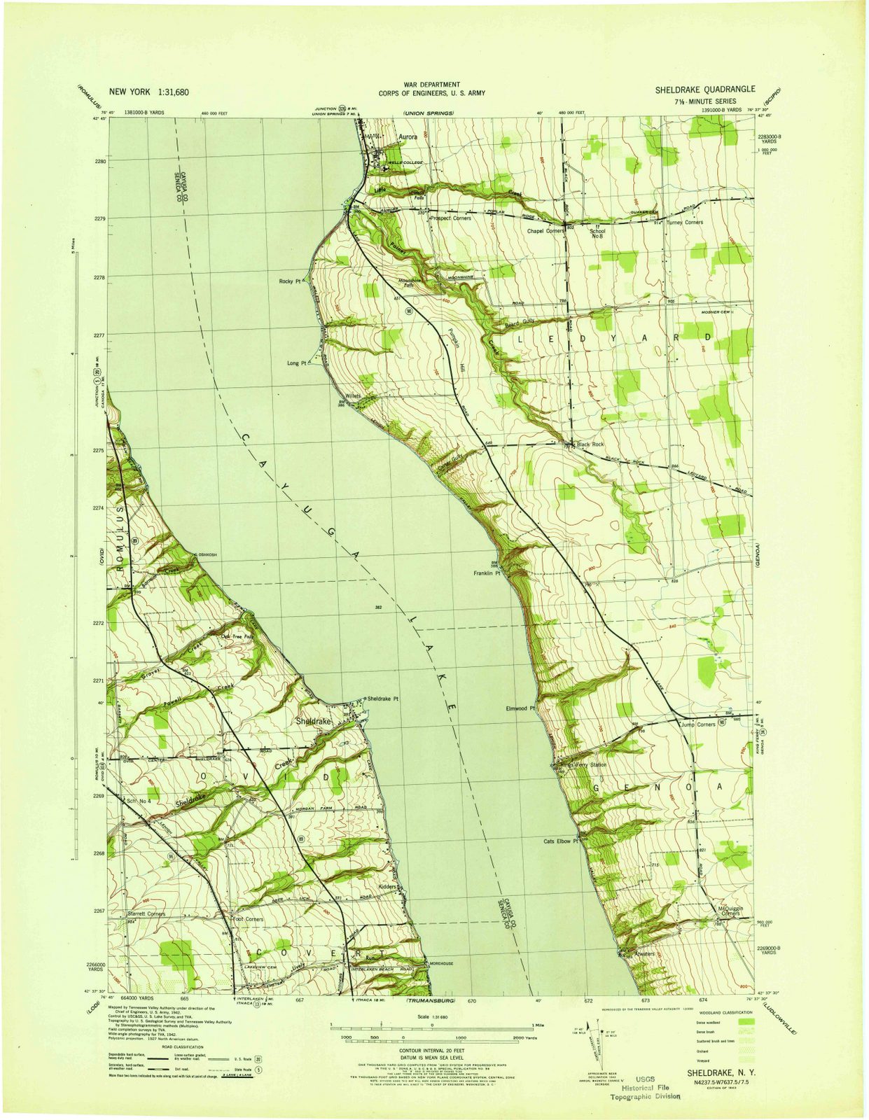 1943 Sheldrake, NY - New York - USGS Topographic Map