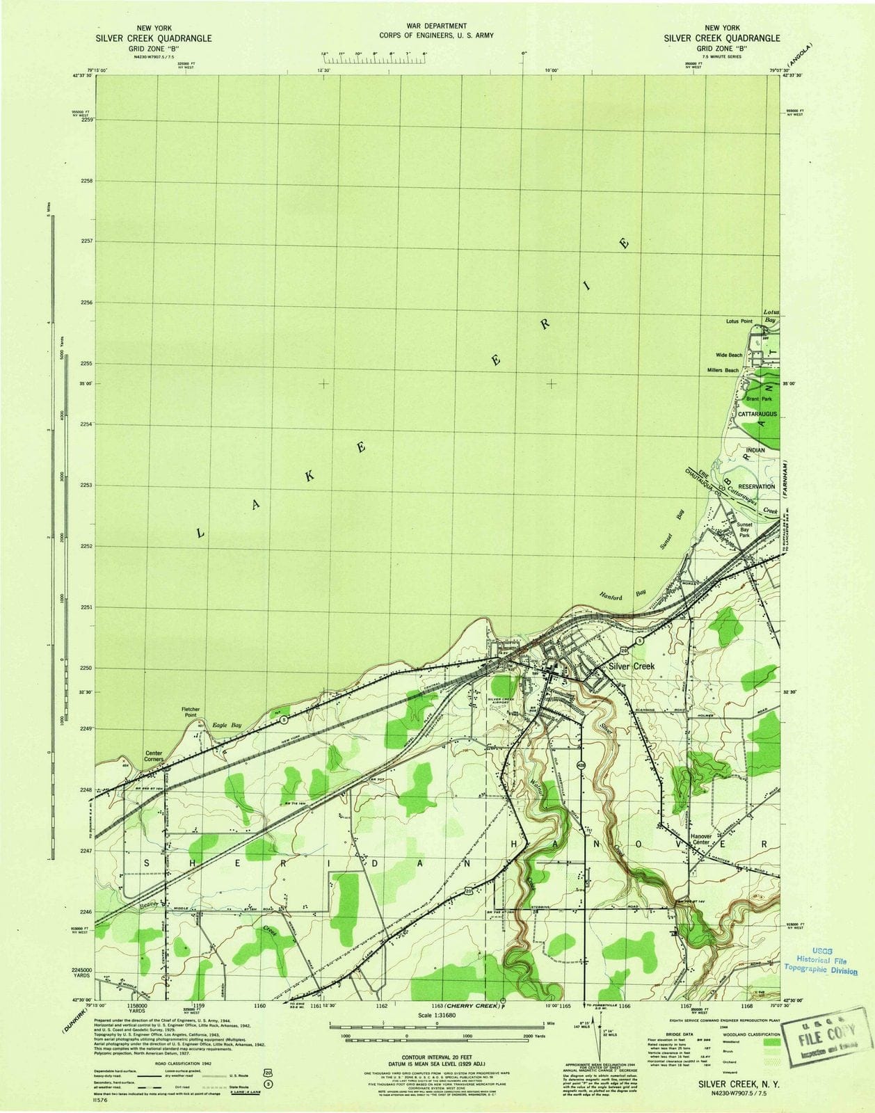 1944 Silver Creek, NY - New York - USGS Topographic Map