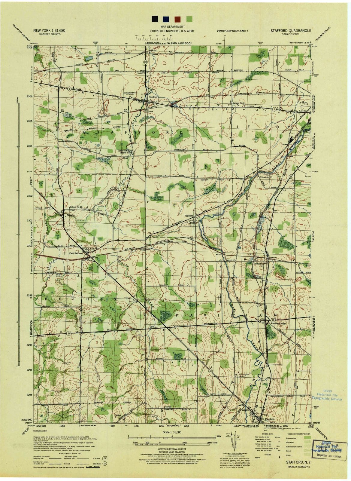 1944 Stafford, NY - New York - USGS Topographic Map