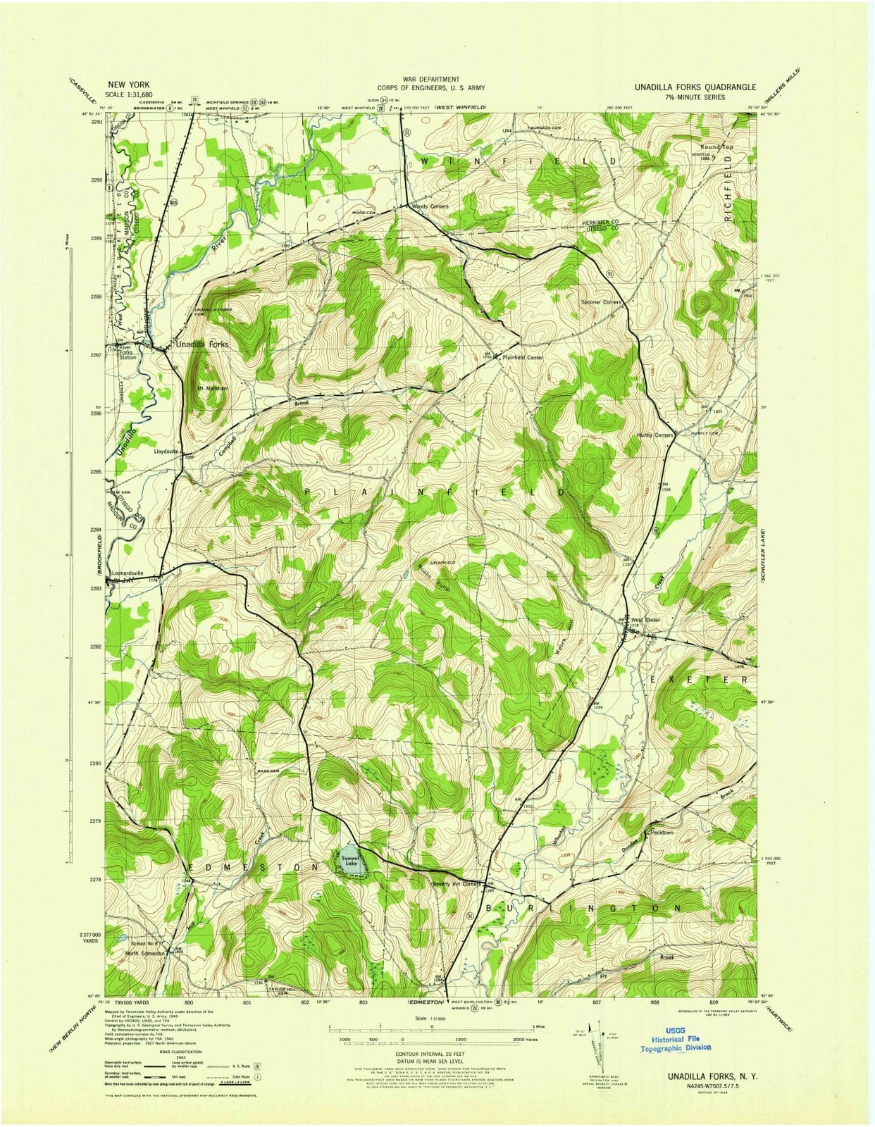1945 Unadilla Forks, NY - New York - USGS Topographic Map