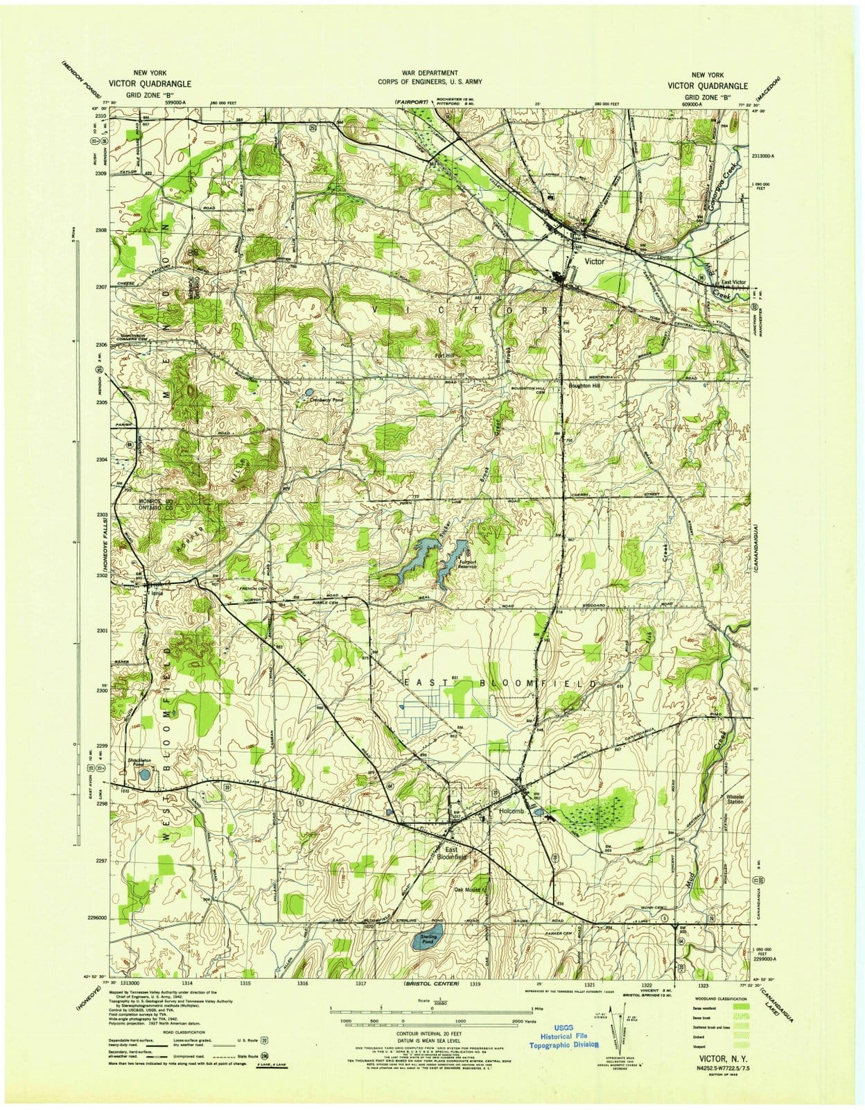 1942 Victor, NY - New York - USGS Topographic Map