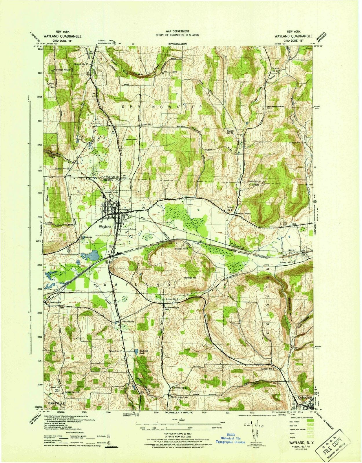1942 Wayland, NY - New York - USGS Topographic Map