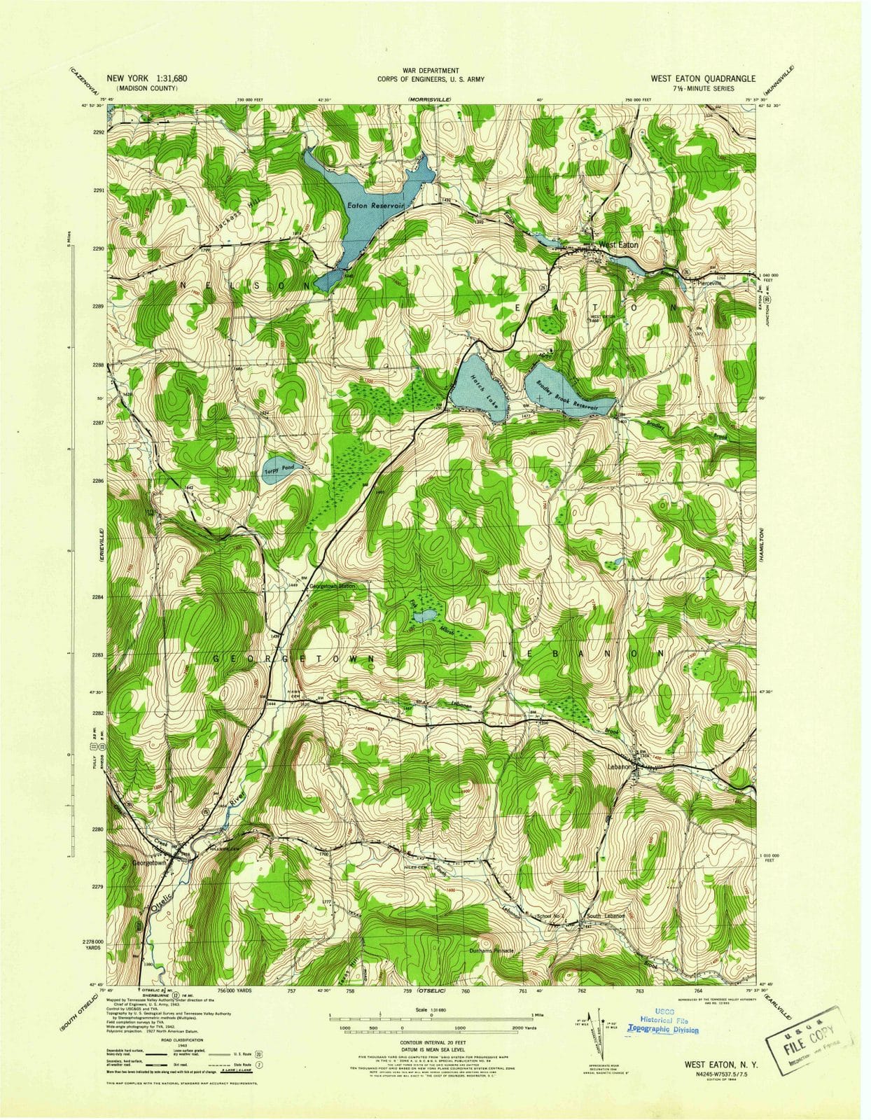 1944 West Eaton, NY - New York - USGS Topographic Map