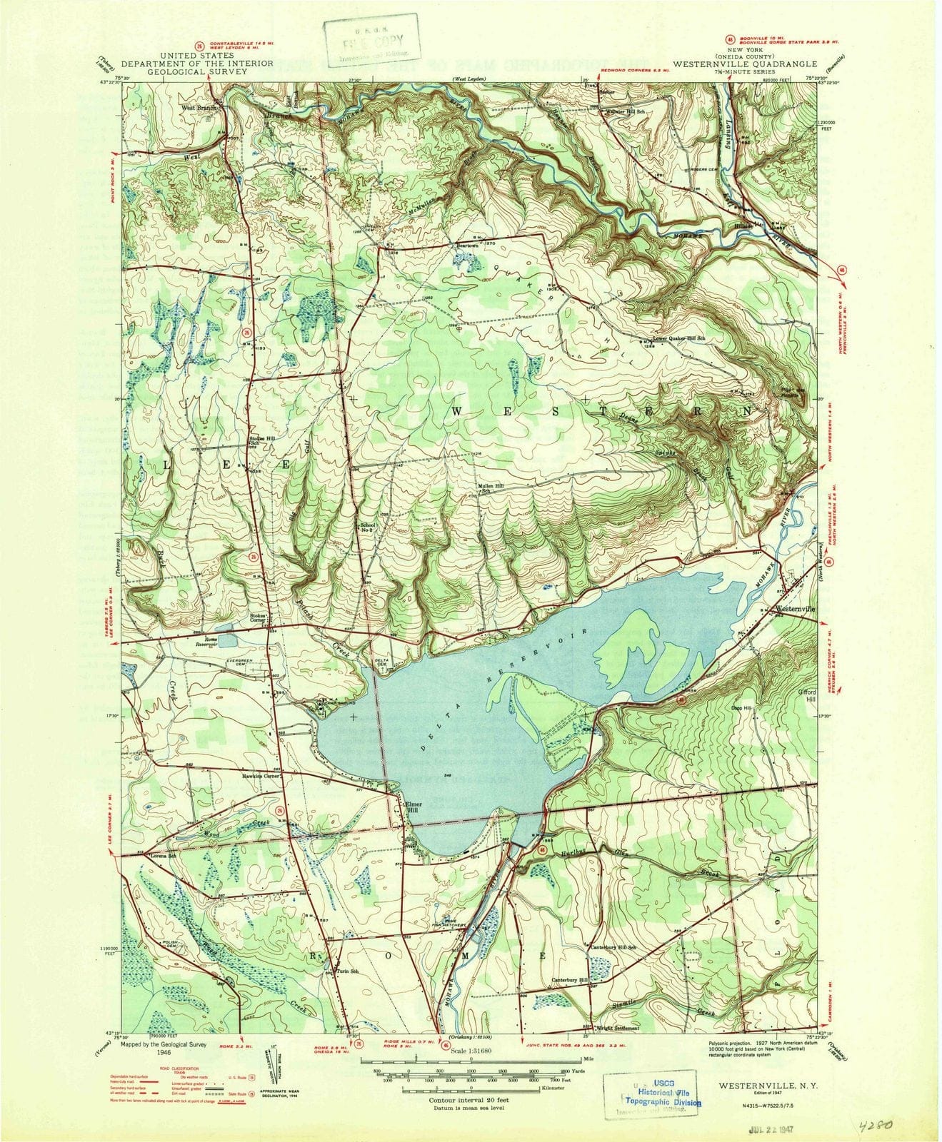 1947 Westernville, NY - New York - USGS Topographic Map