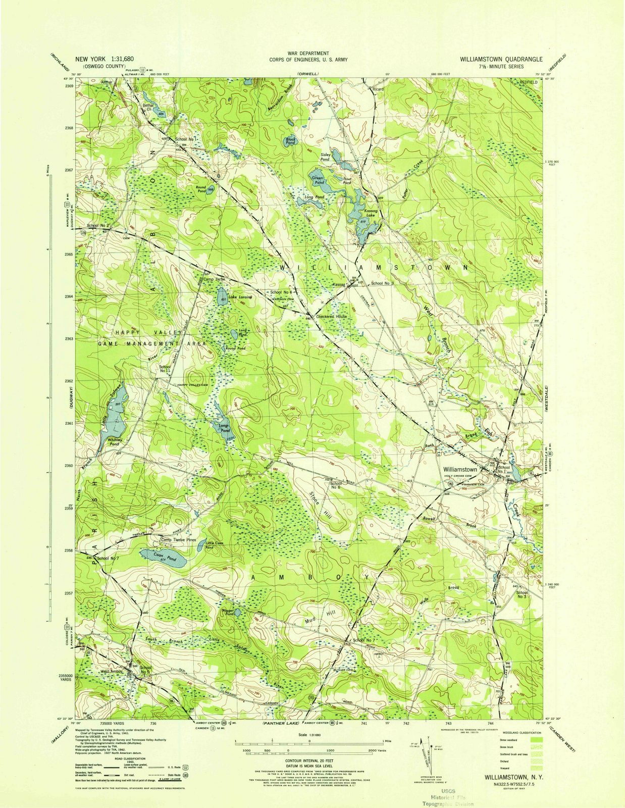 1943 Williamstown, NY - New York - USGS Topographic Map