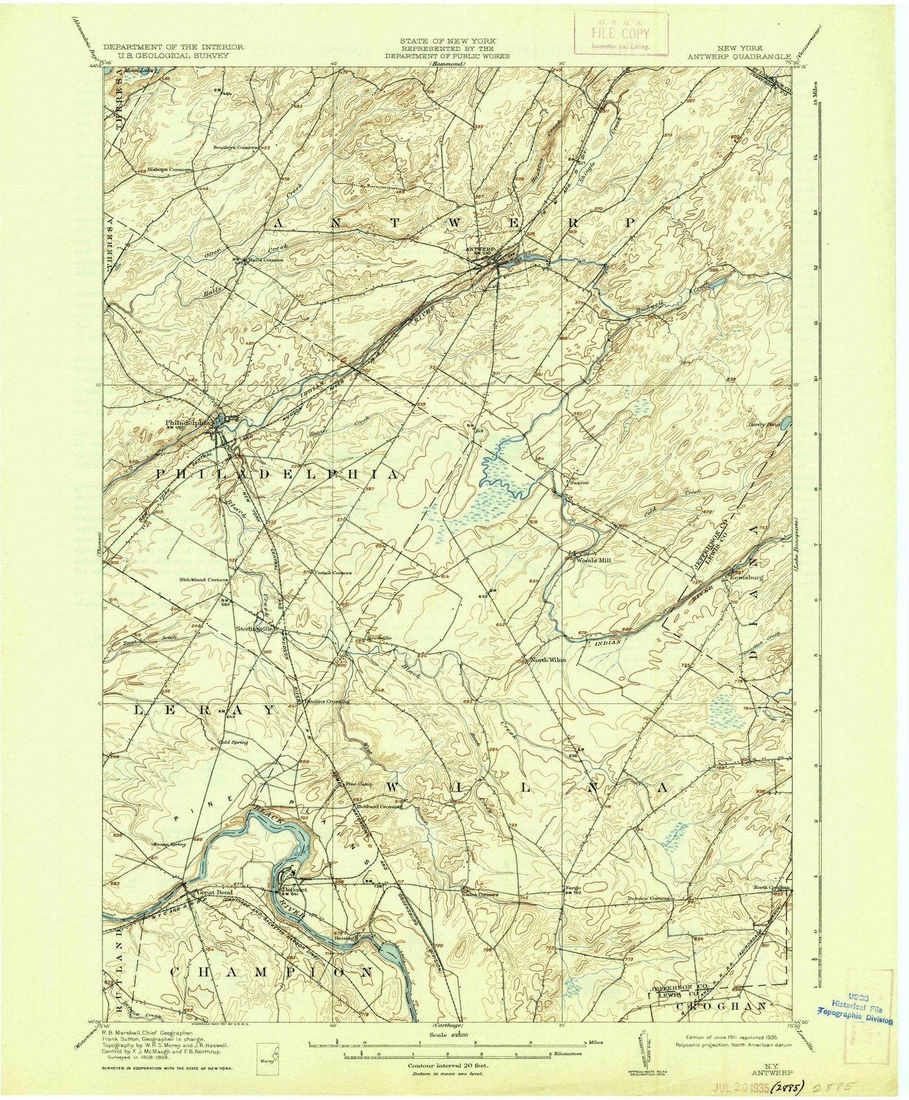 1911 Antwerp, NY - New York - USGS Topographic Map