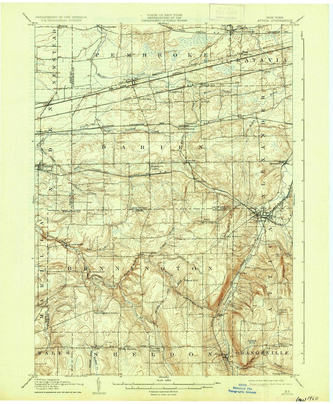1905 Attica, NY - New York - USGS Topographic Map