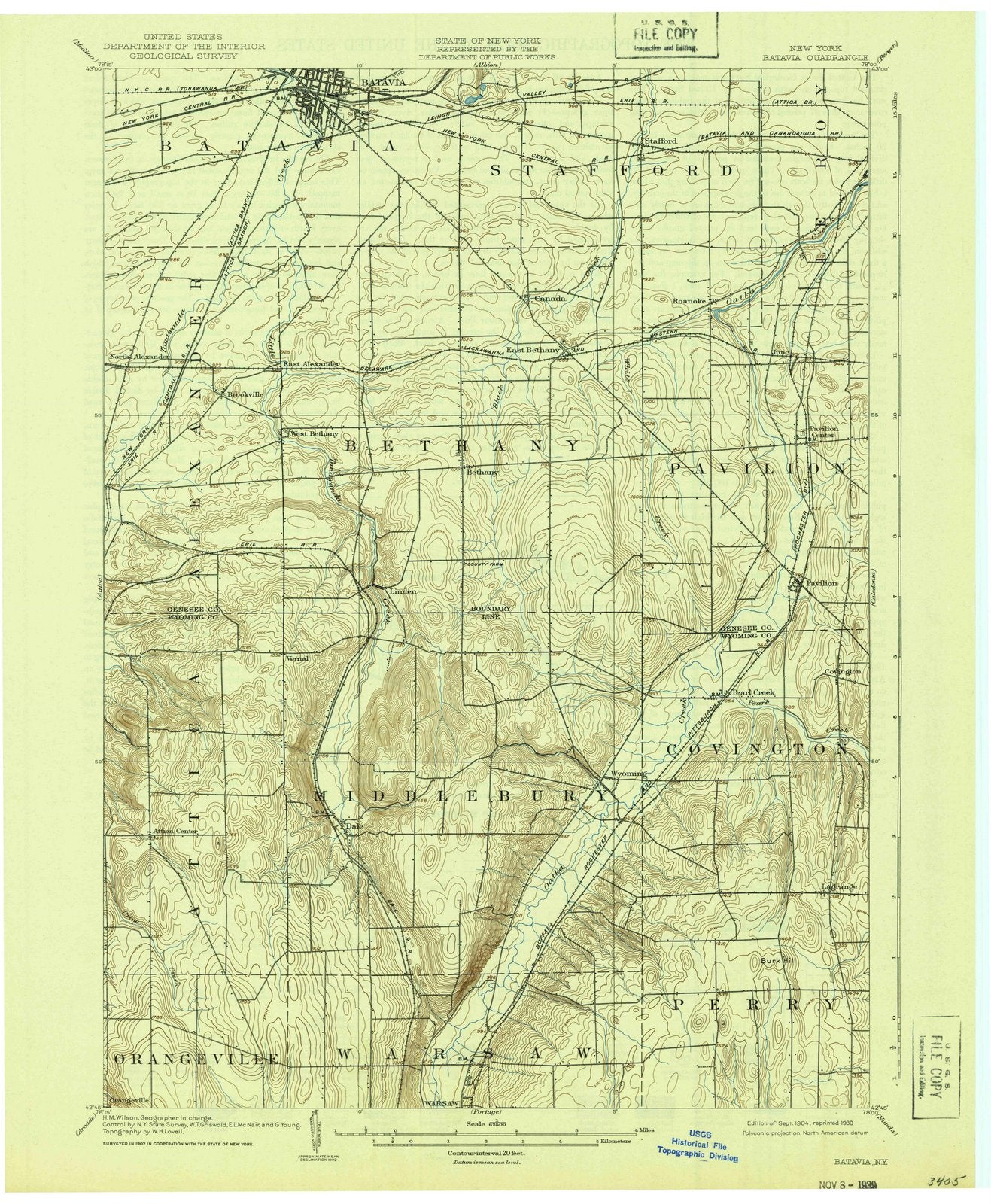 1904 Batavia, NY - New York - USGS Topographic Map