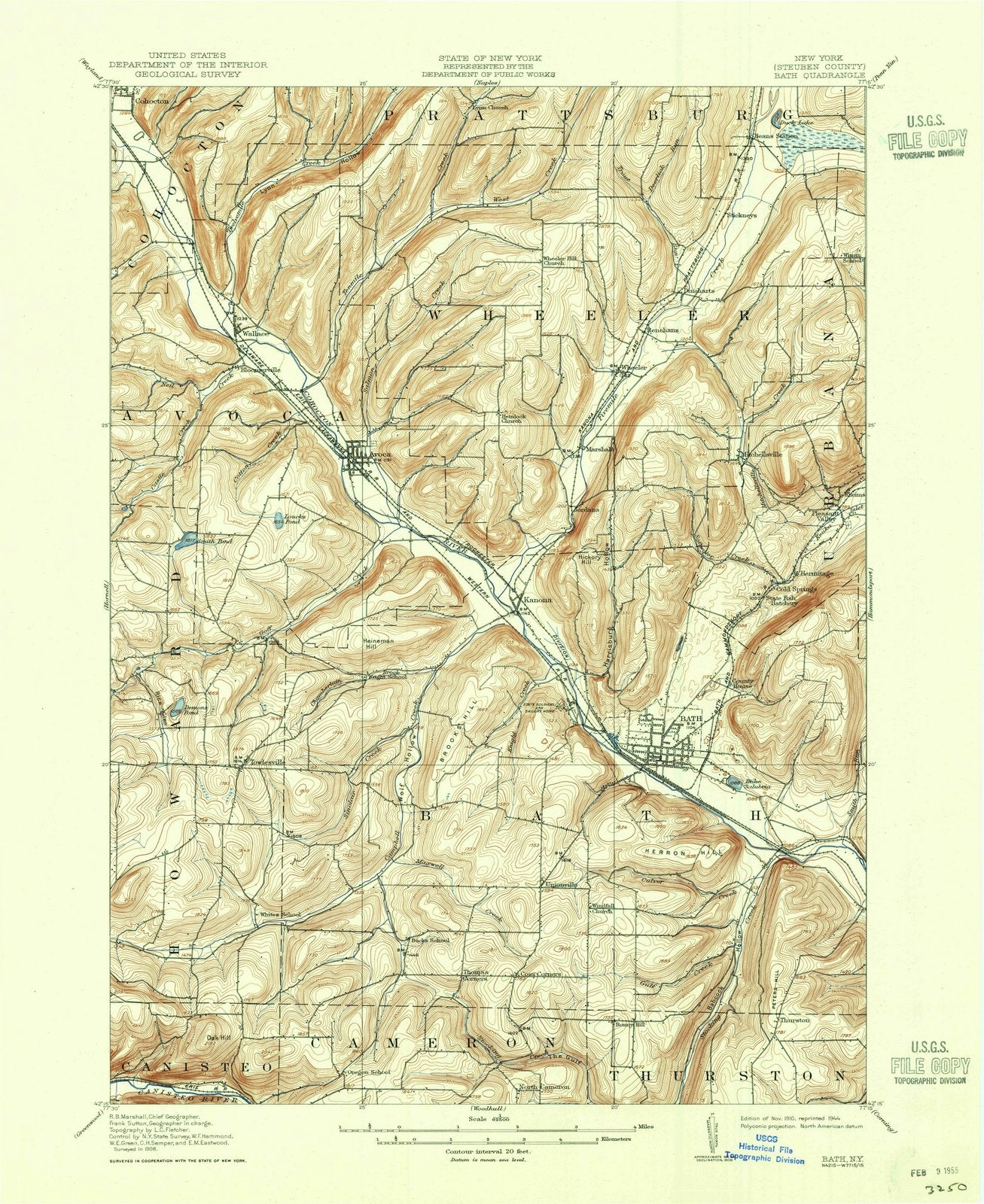 1910 Bath, NY - New York - USGS Topographic Map