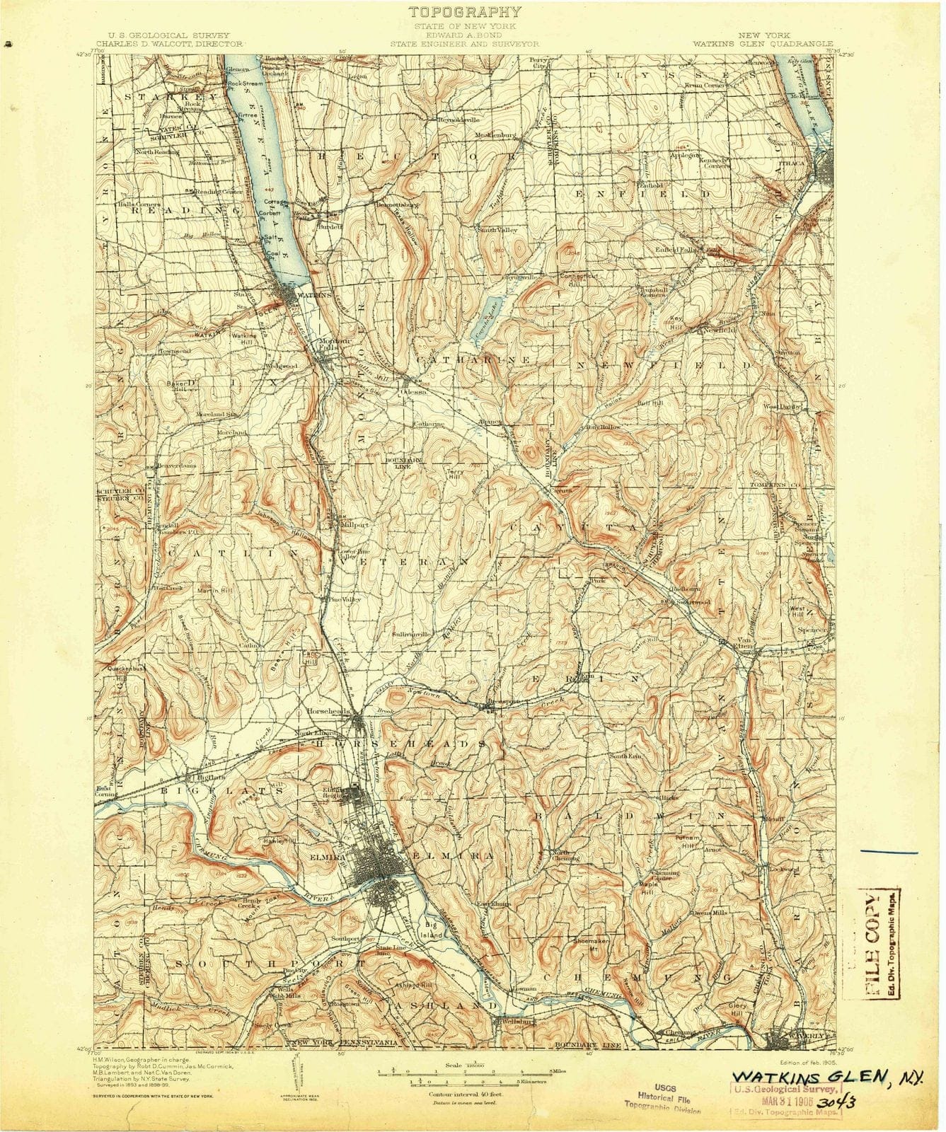 1905 Watkins Glen, NY - New York - USGS Topographic Map