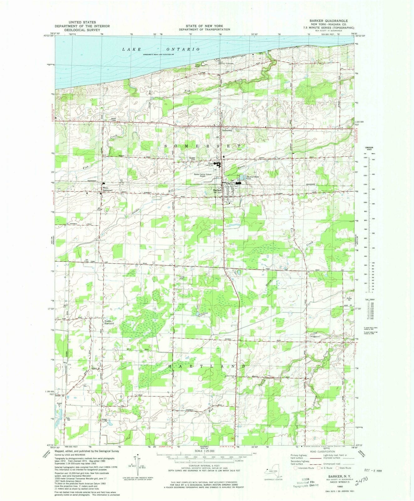 1980 Barker, NY - New York - USGS Topographic Map