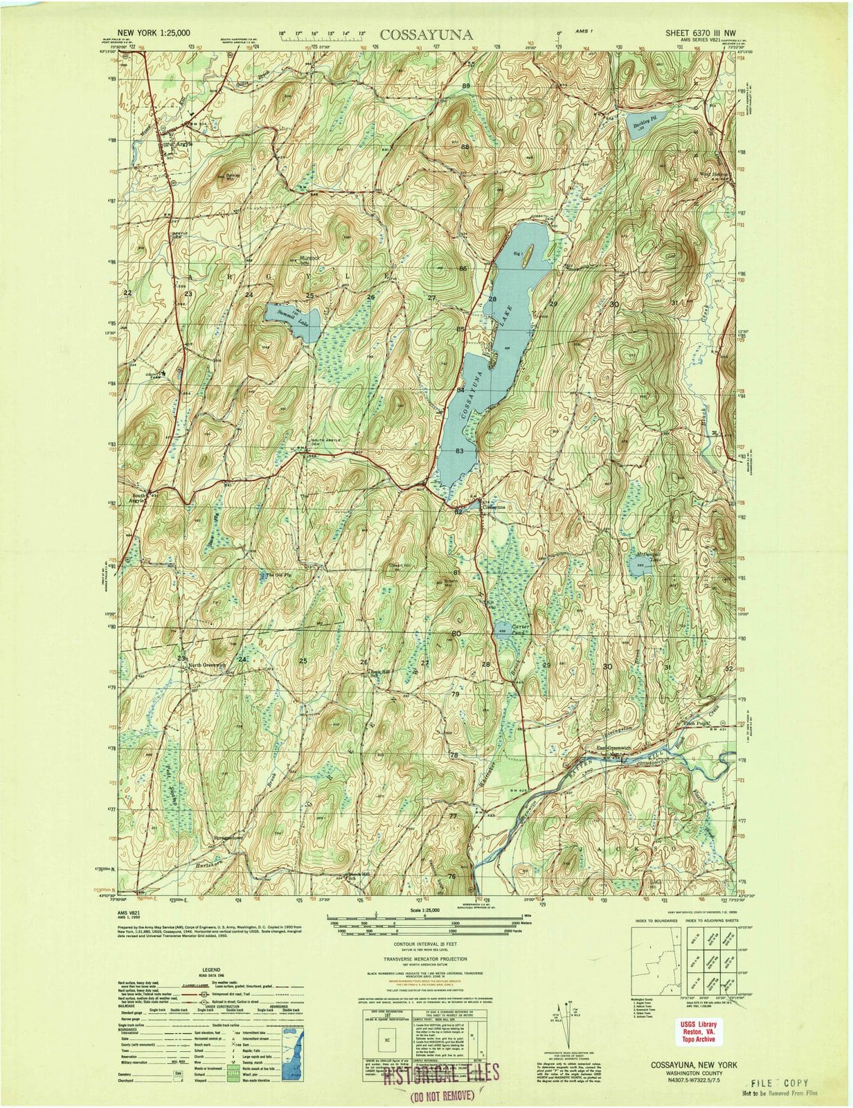 1951 Cossayuna, NY - New York - USGS Topographic Map