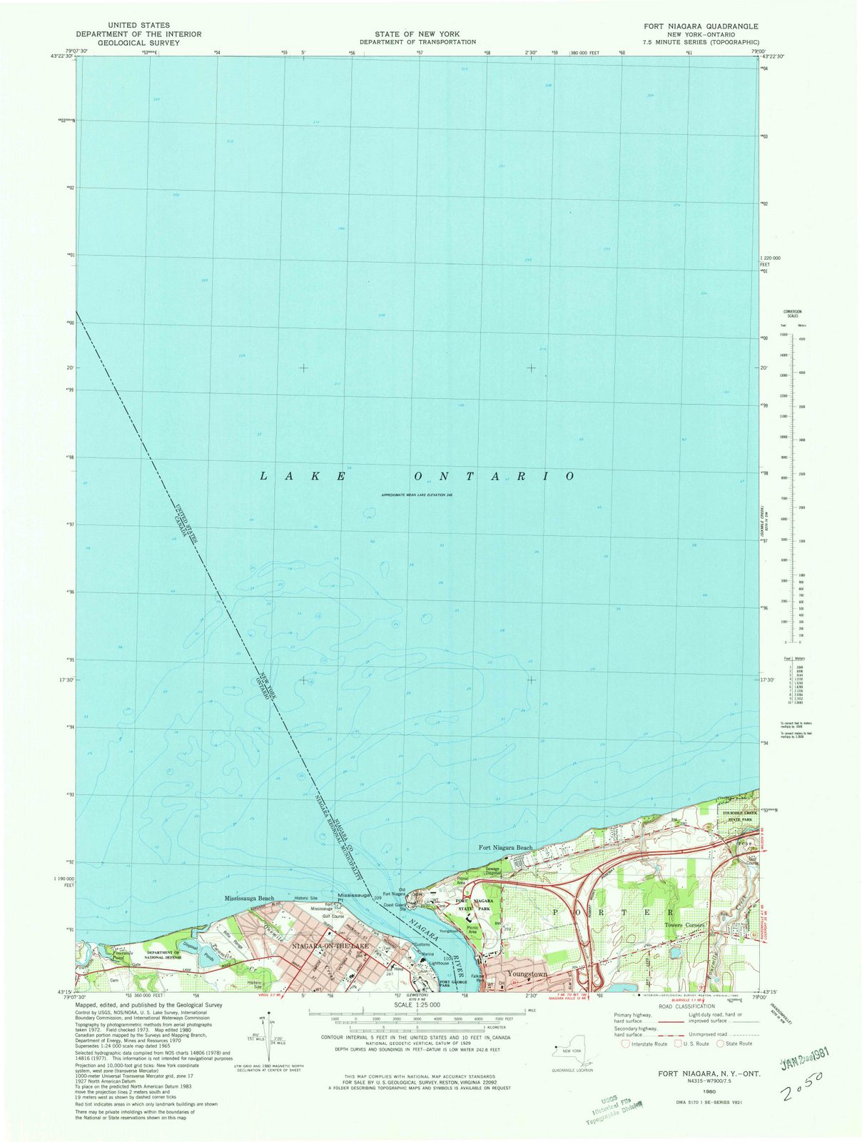 1980 Ft Niagara, NY - New York - USGS Topographic Map