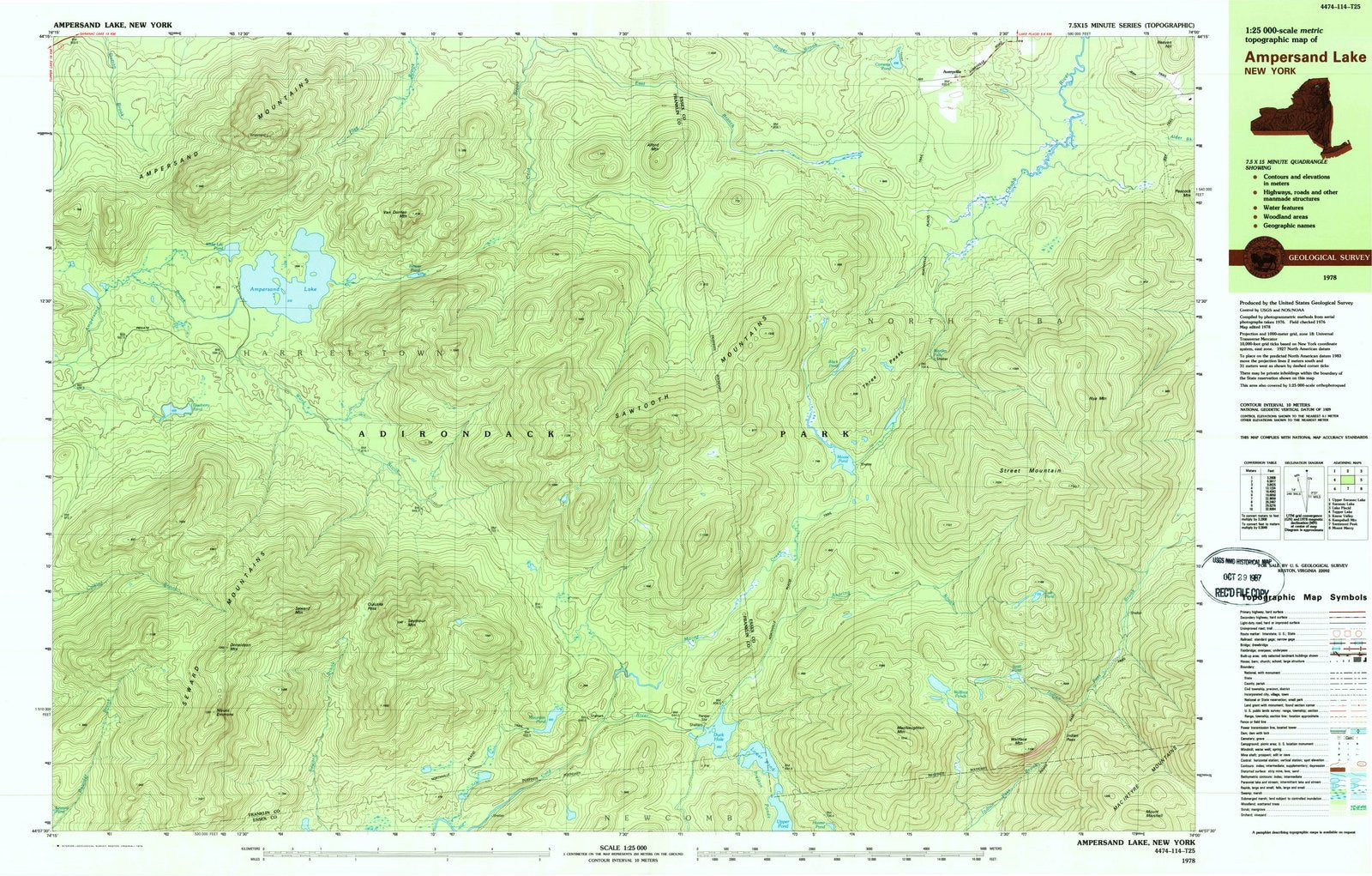 1978 Ampersand Lake, NY - New York - USGS Topographic Map