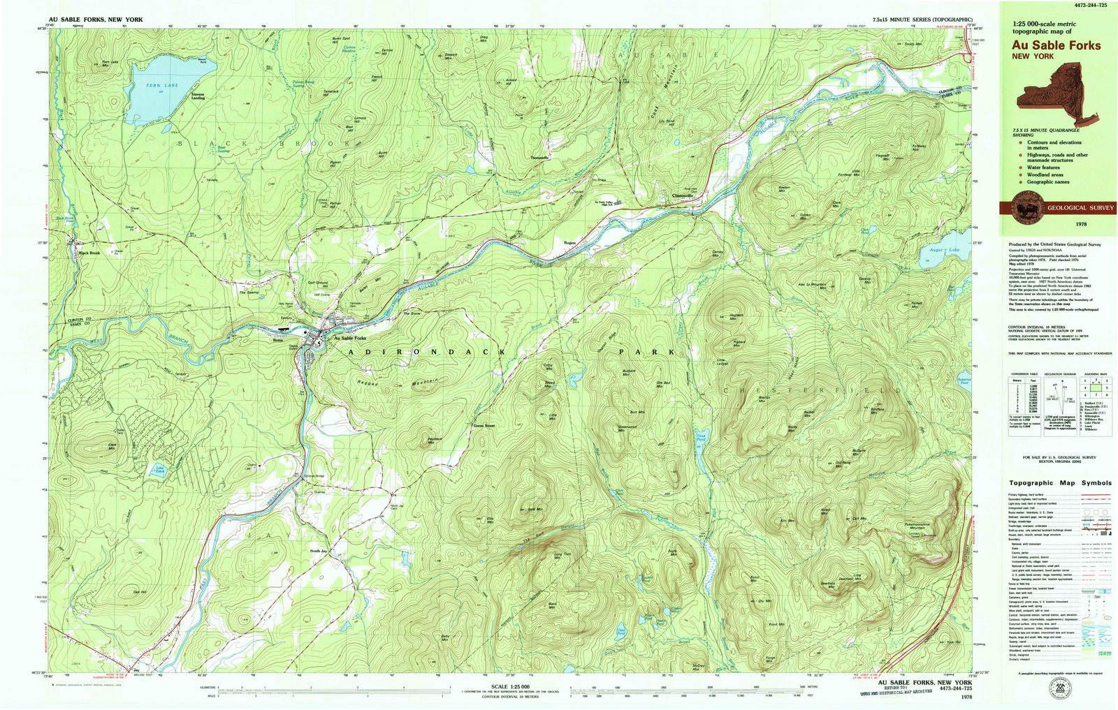 1978 Au Sable Forks, NY - New York - USGS Topographic Map