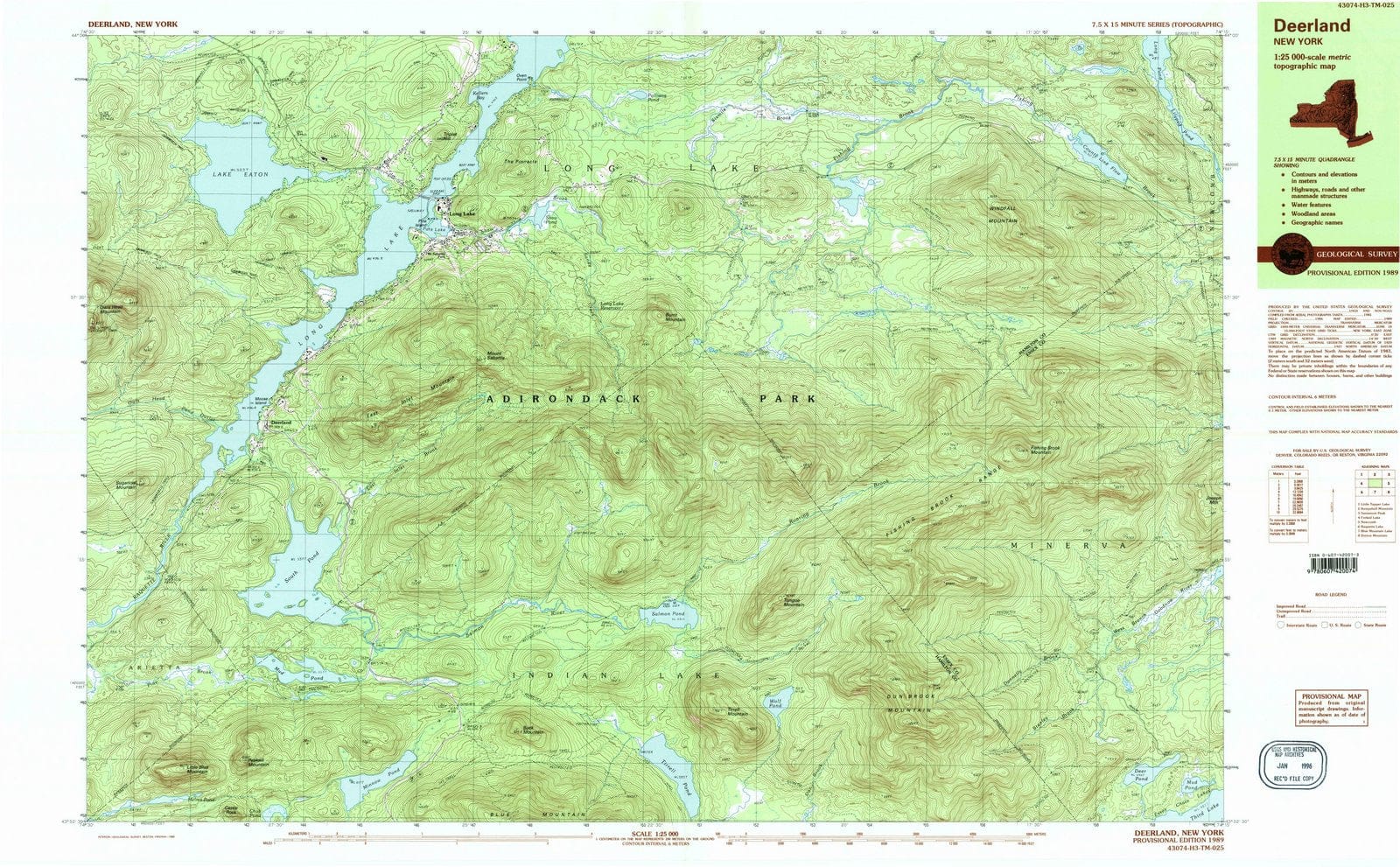 1989 Deerland, NY - New York - USGS Topographic Map