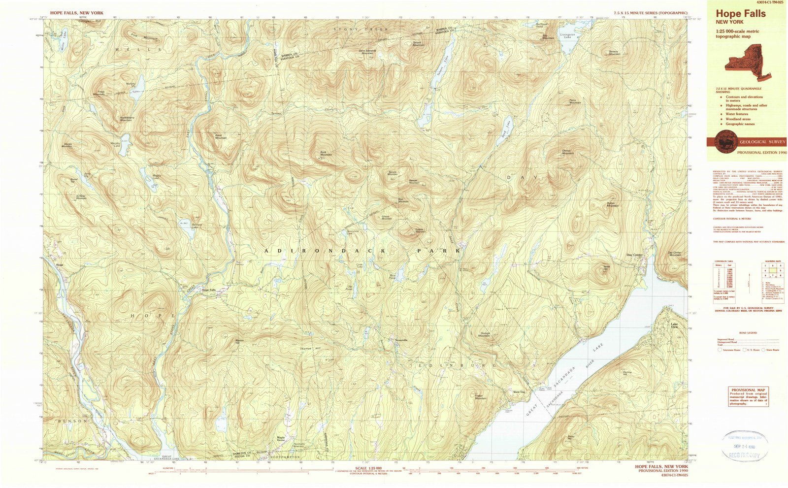 1990 Hope Falls, NY - New York - USGS Topographic Map