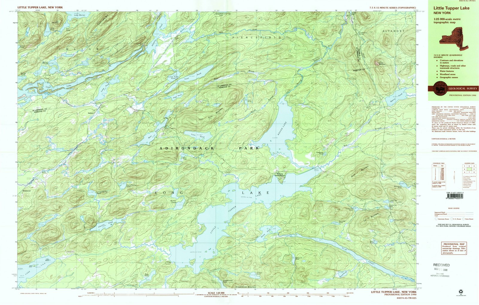 1990 Little Tupper Lake, NY - New York - USGS Topographic Map
