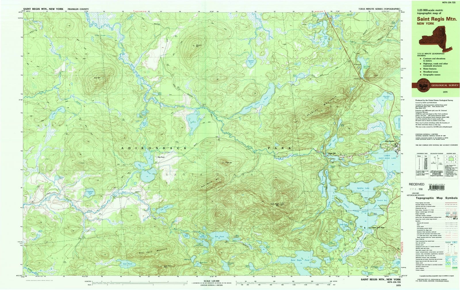 1979 Saint Regis MTN, NY - New York - USGS Topographic Map