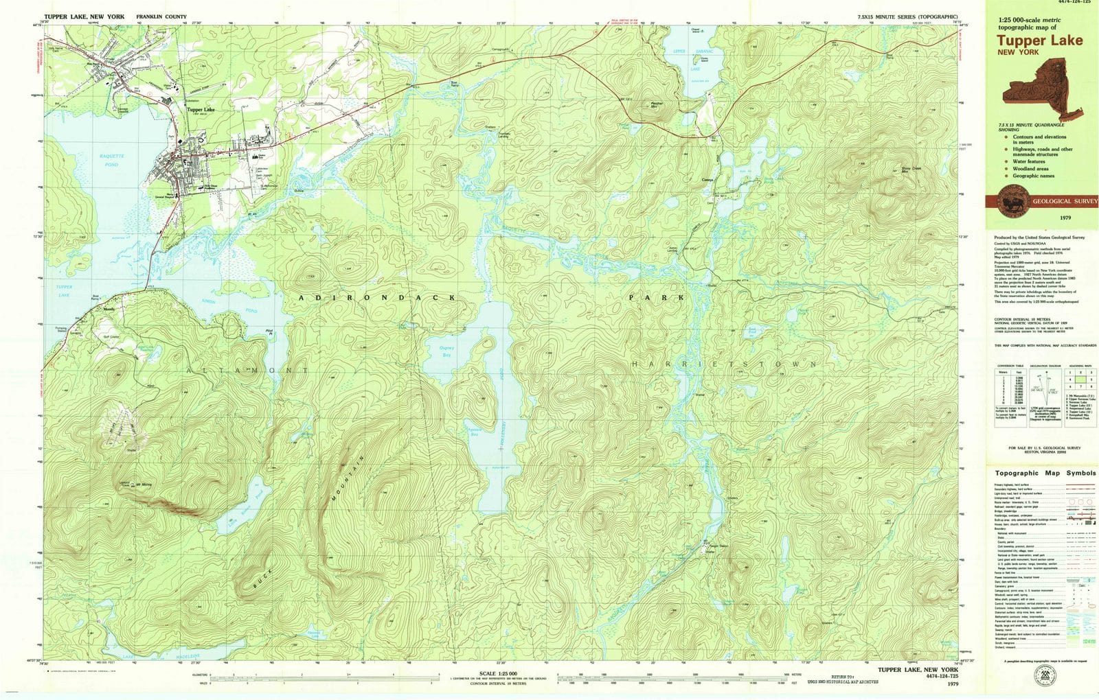 1979 Tupper Lake, NY - New York - USGS Topographic Map