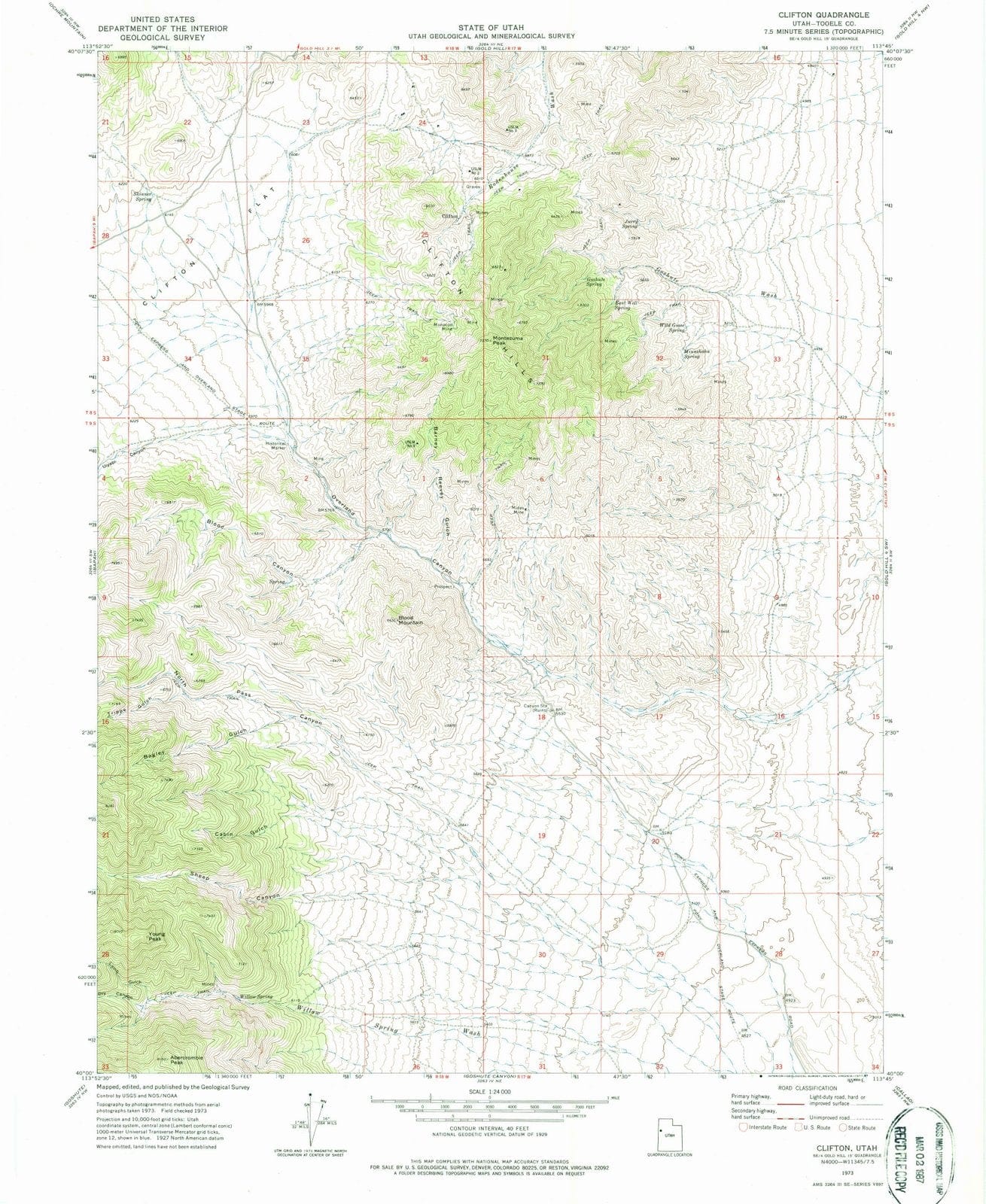 1973 Clifton, UT - Utah - USGS Topographic Map
