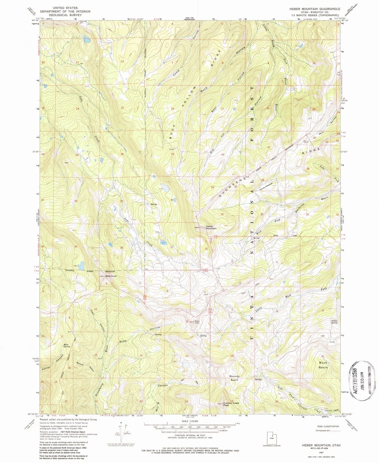 1967 Heber, UT - Utah - USGS Topographic Map