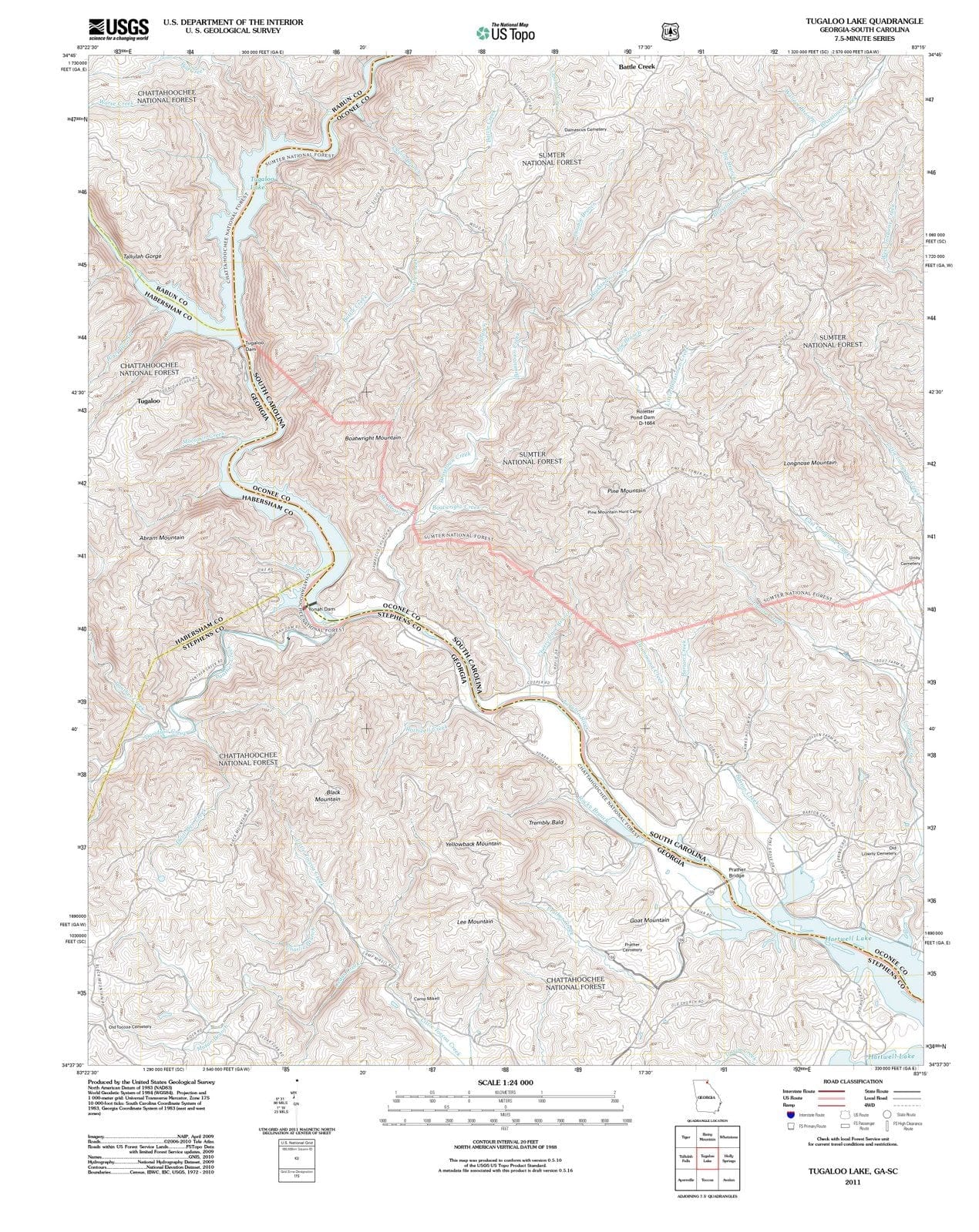 2011 Tugaloo Lake, GA - Georgia - USGS Topographic Map