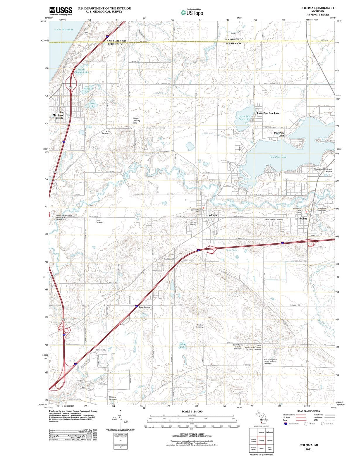 2011 Coloma, MI - Michigan - USGS Topographic Map