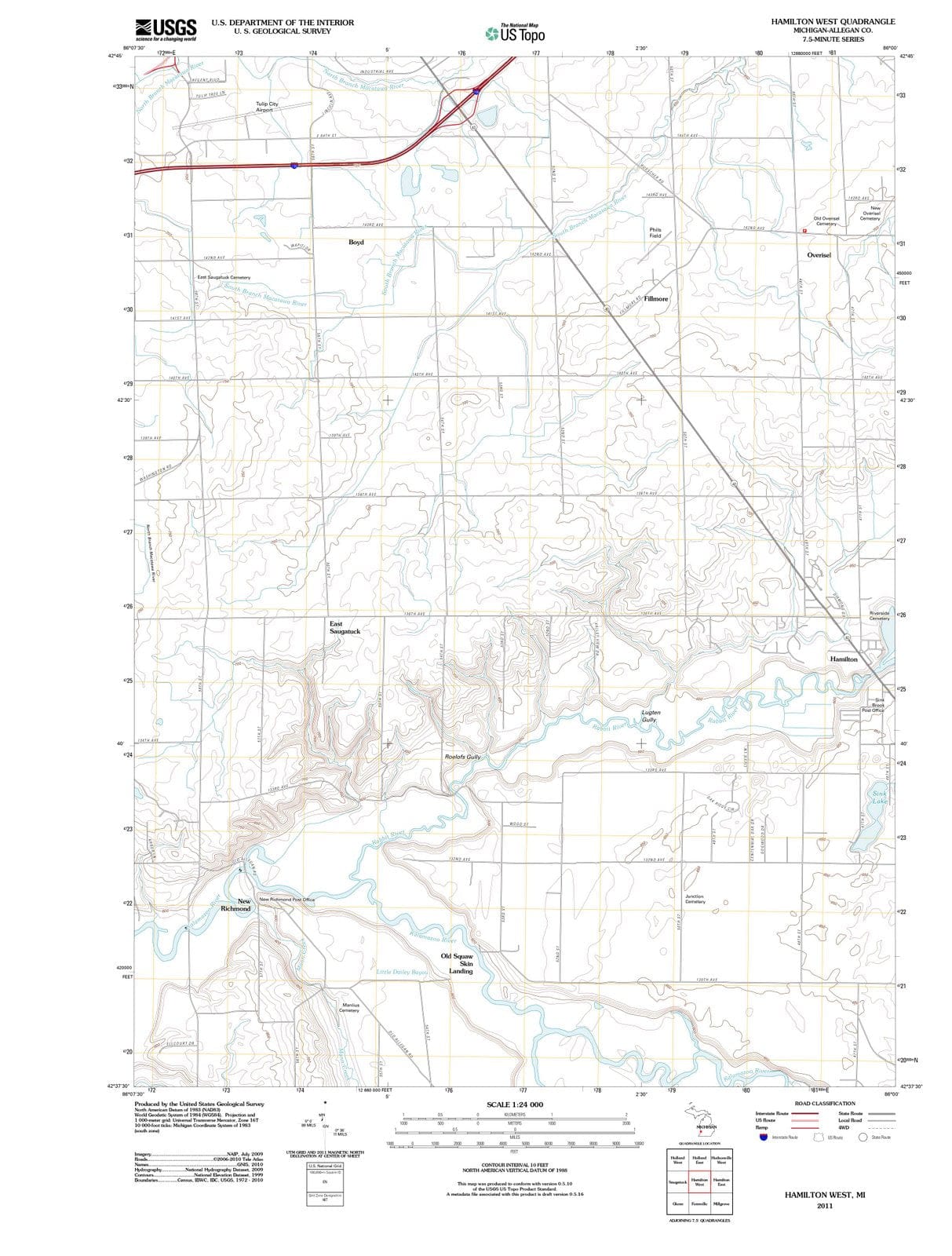2011 Hamilton West, MI - Michigan - USGS Topographic Map