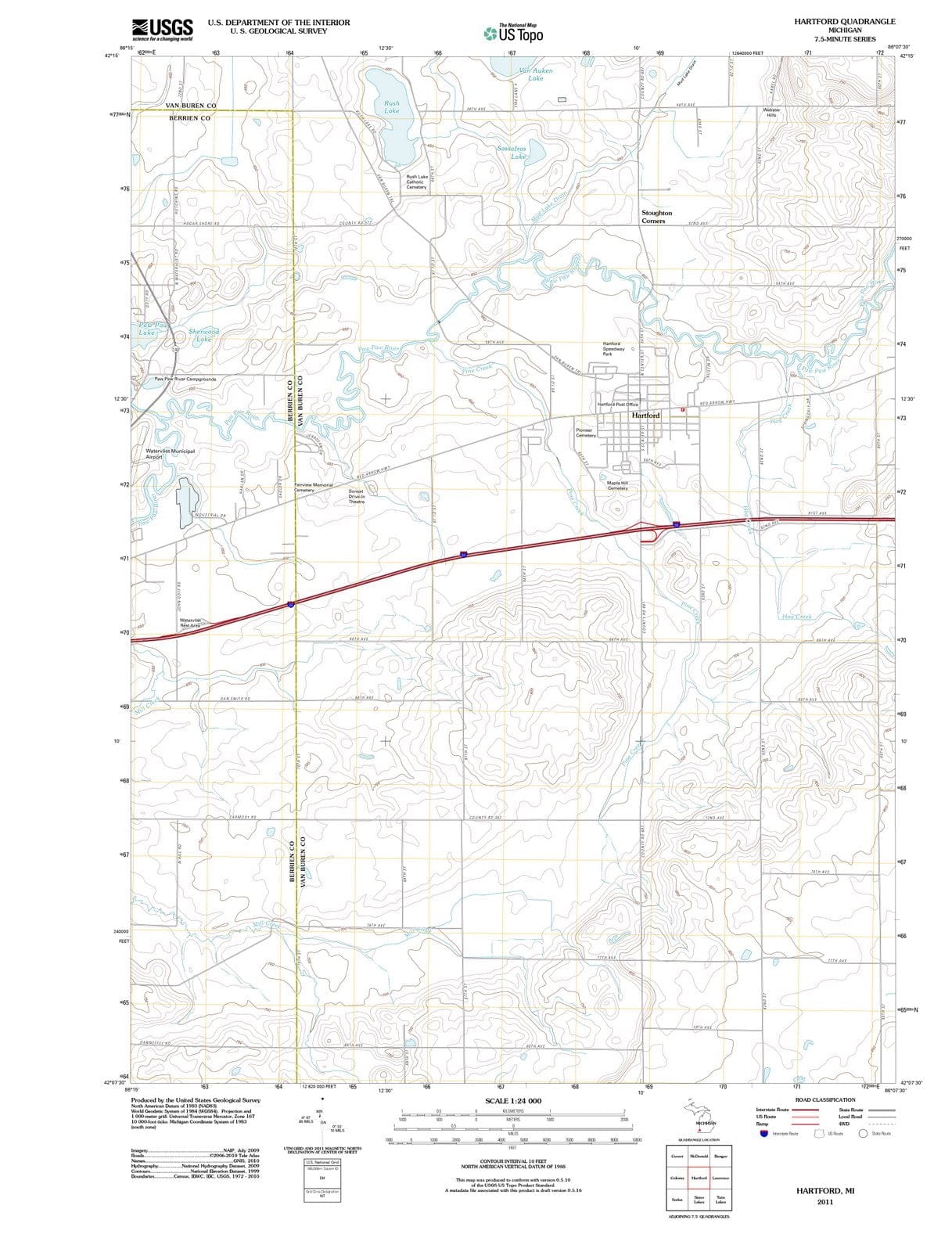 2011 Hartford, MI - Michigan - USGS Topographic Map