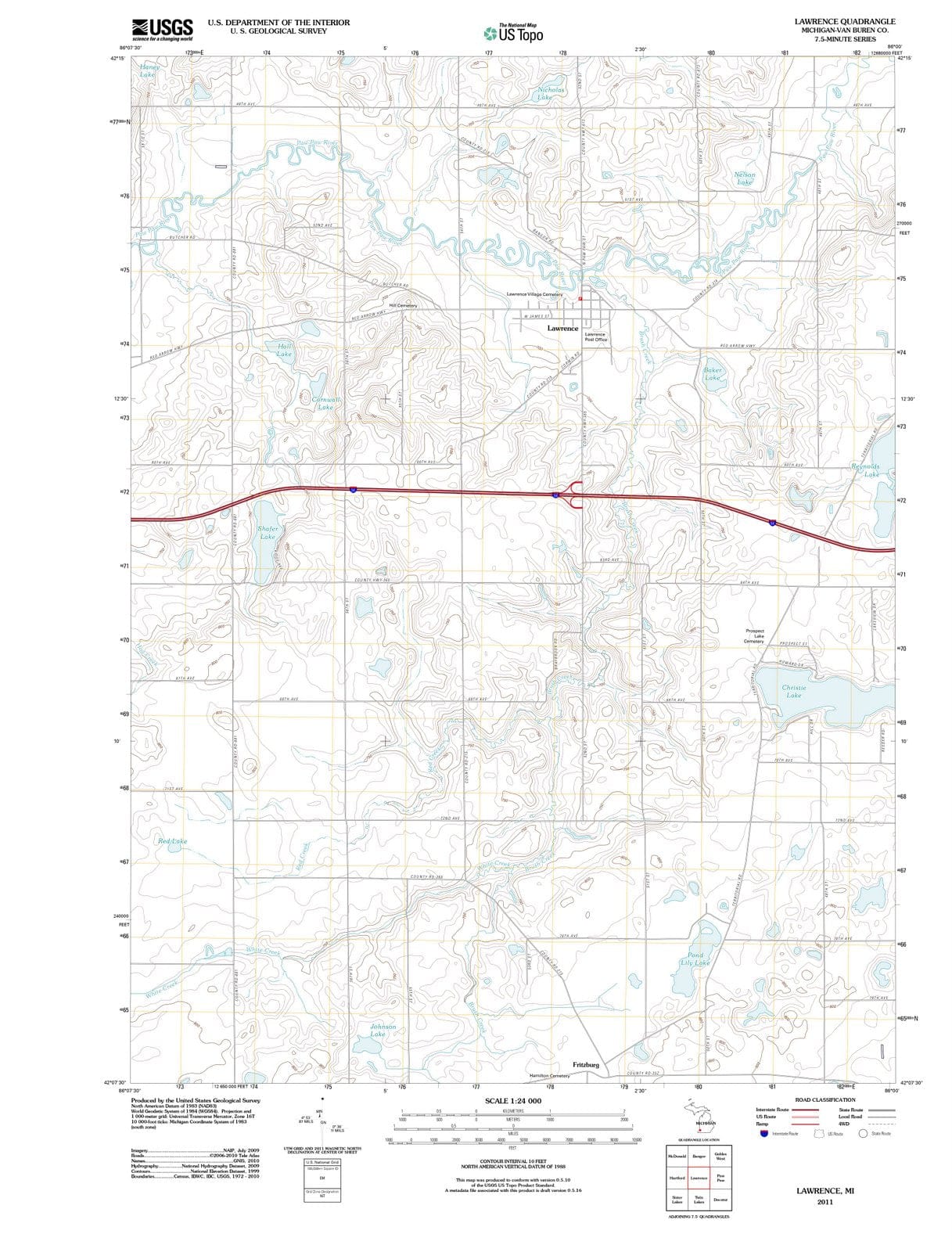 2011 Lawrence, MI - Michigan - USGS Topographic Map