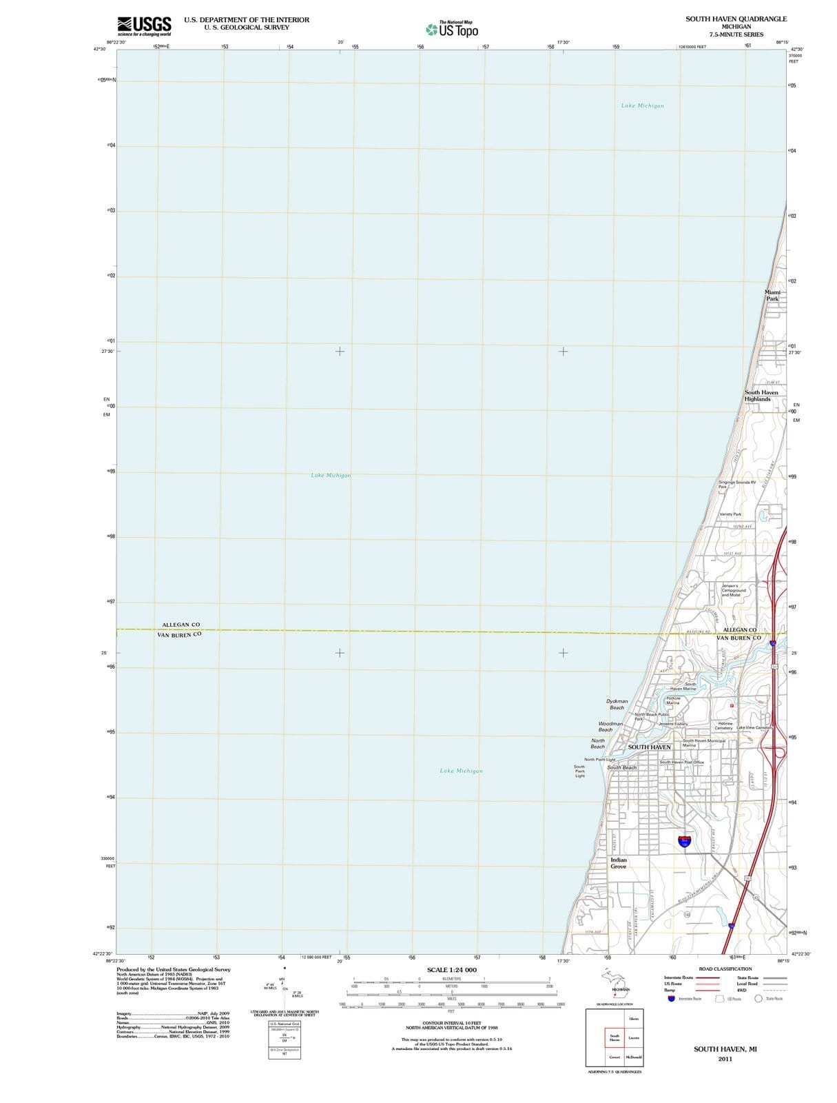 2011 South Haven, MI - Michigan - USGS Topographic Map