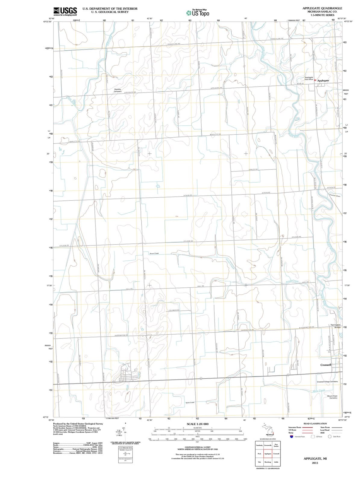 2011 Applegate, MI - Michigan - USGS Topographic Map
