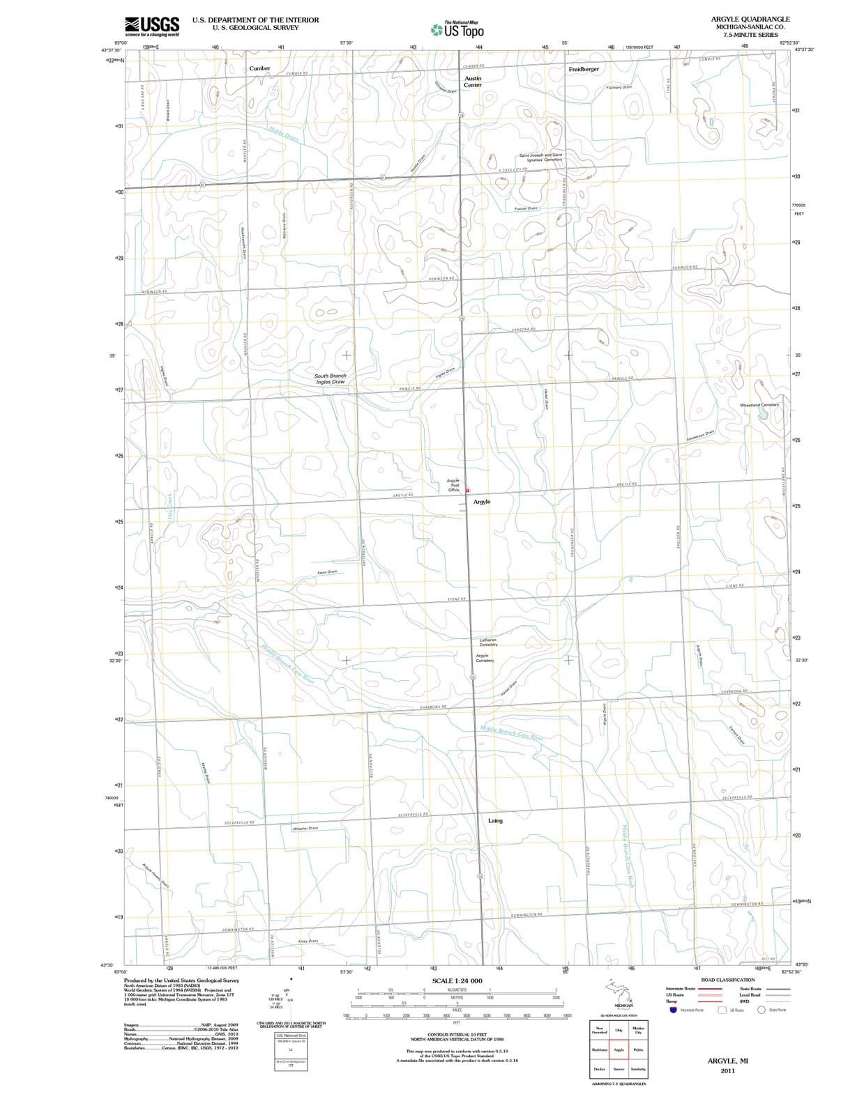 2011 Argyle, MI - Michigan - USGS Topographic Map