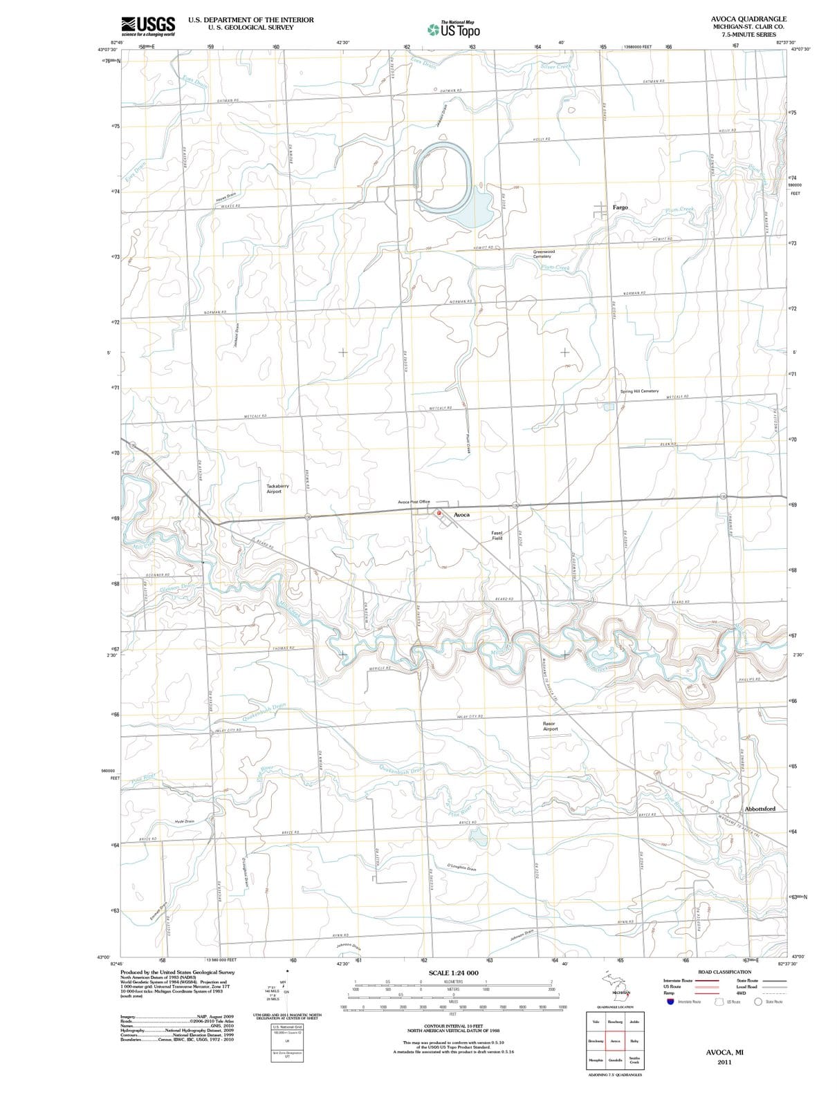 2011 Avoca, MI - Michigan - USGS Topographic Map