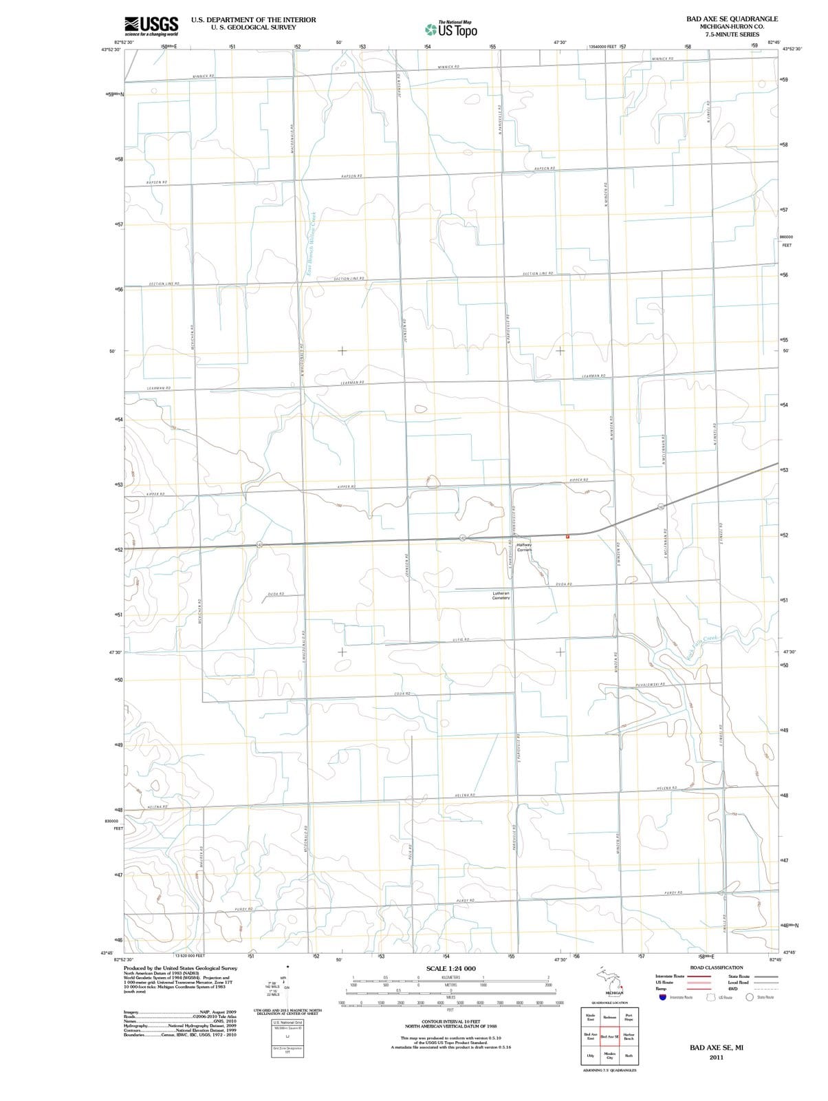 2011 Bad Axe, MI - Michigan - USGS Topographic Map