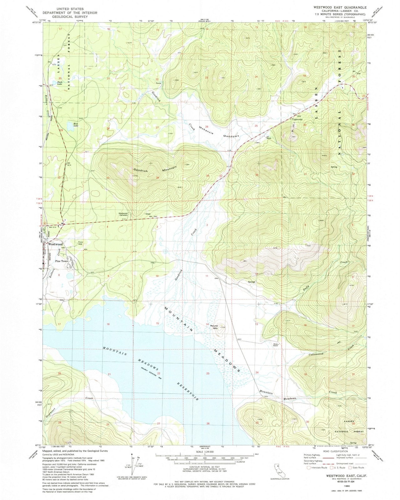 1980 Westwood East, CA - California - USGS Topographic Map