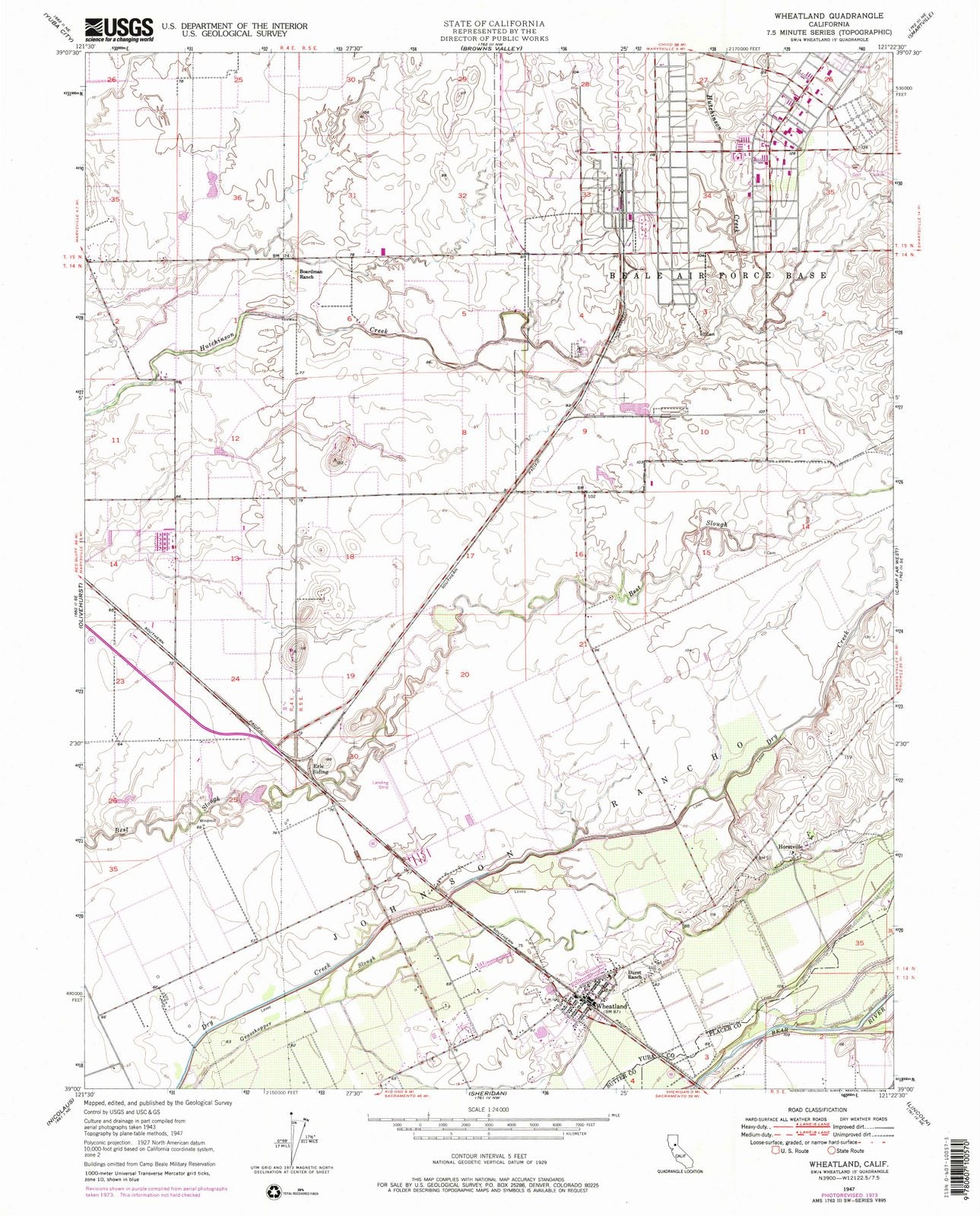1947 Wheatland, CA - California - USGS Topographic Map