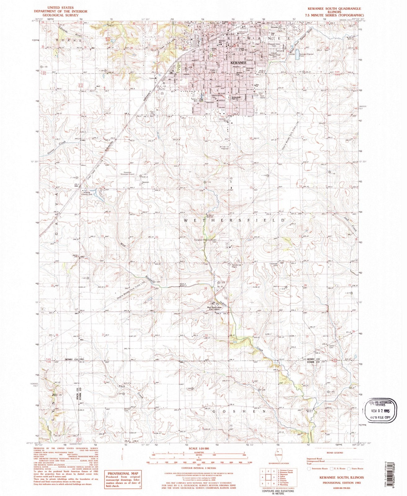 1983 Kewanee, IL - Illinois - USGS Topographic Map v2