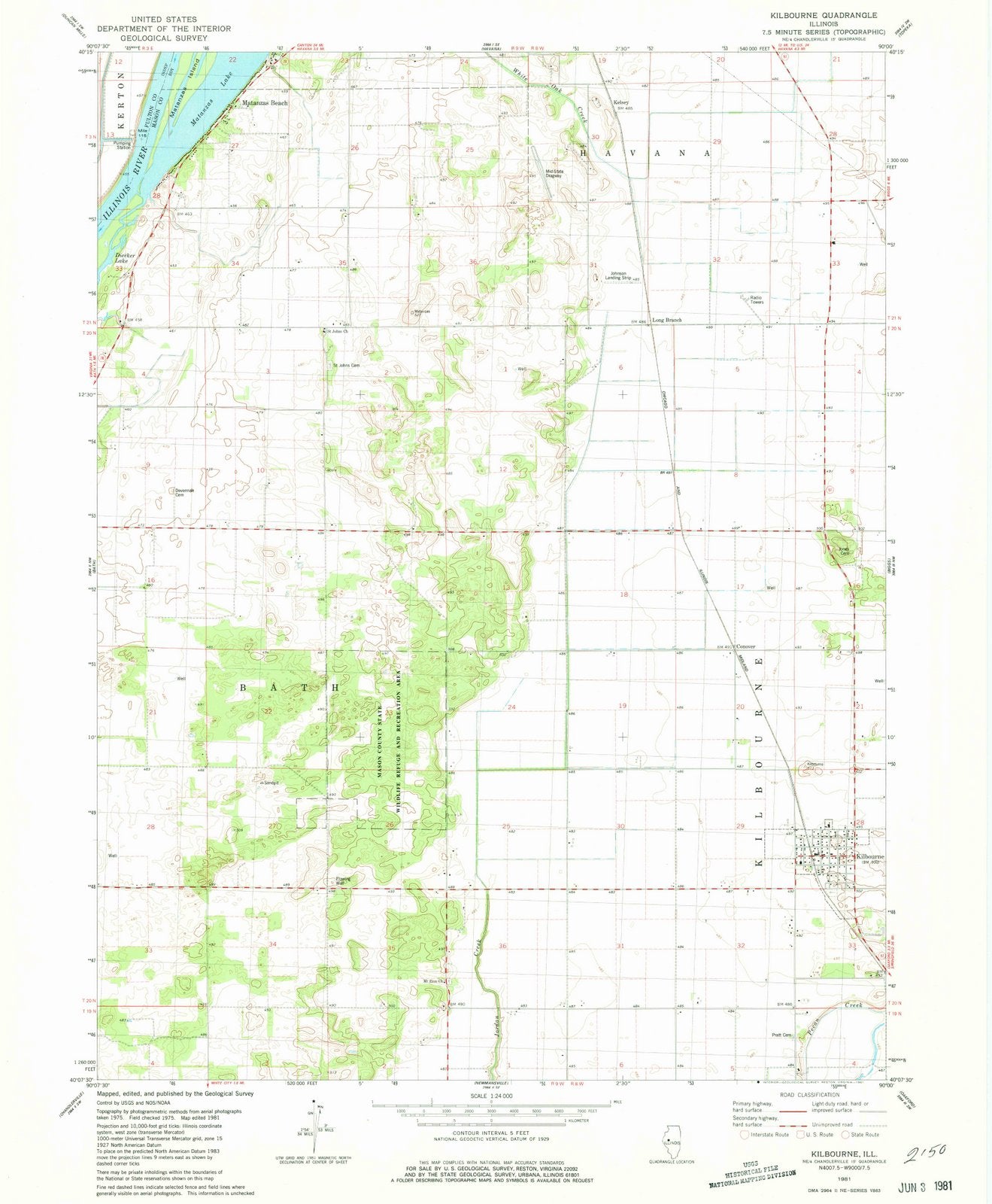 1981 Kilbourne, IL - Illinois - USGS Topographic Map