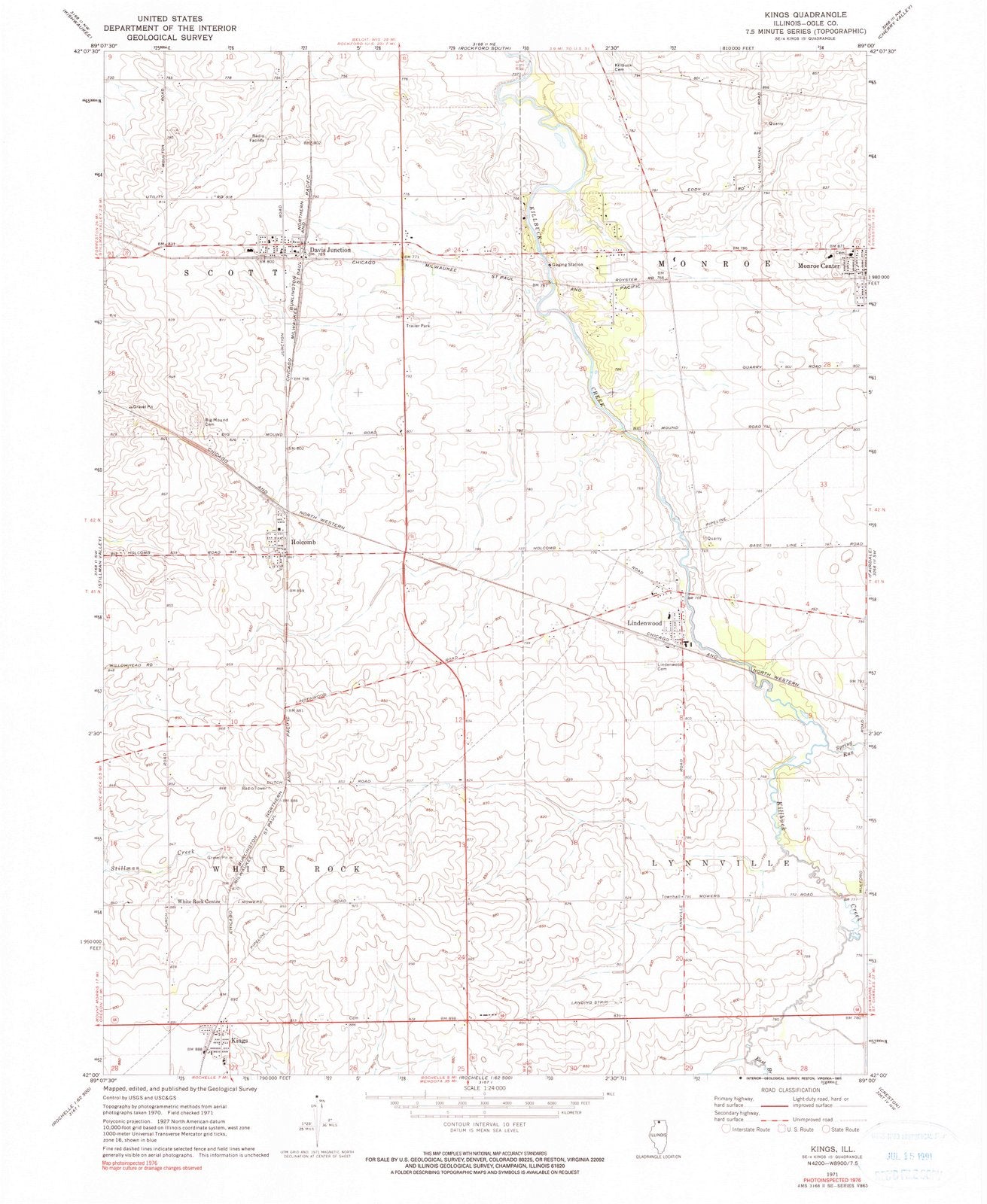 1971 Kings, IL - Illinois - USGS Topographic Map