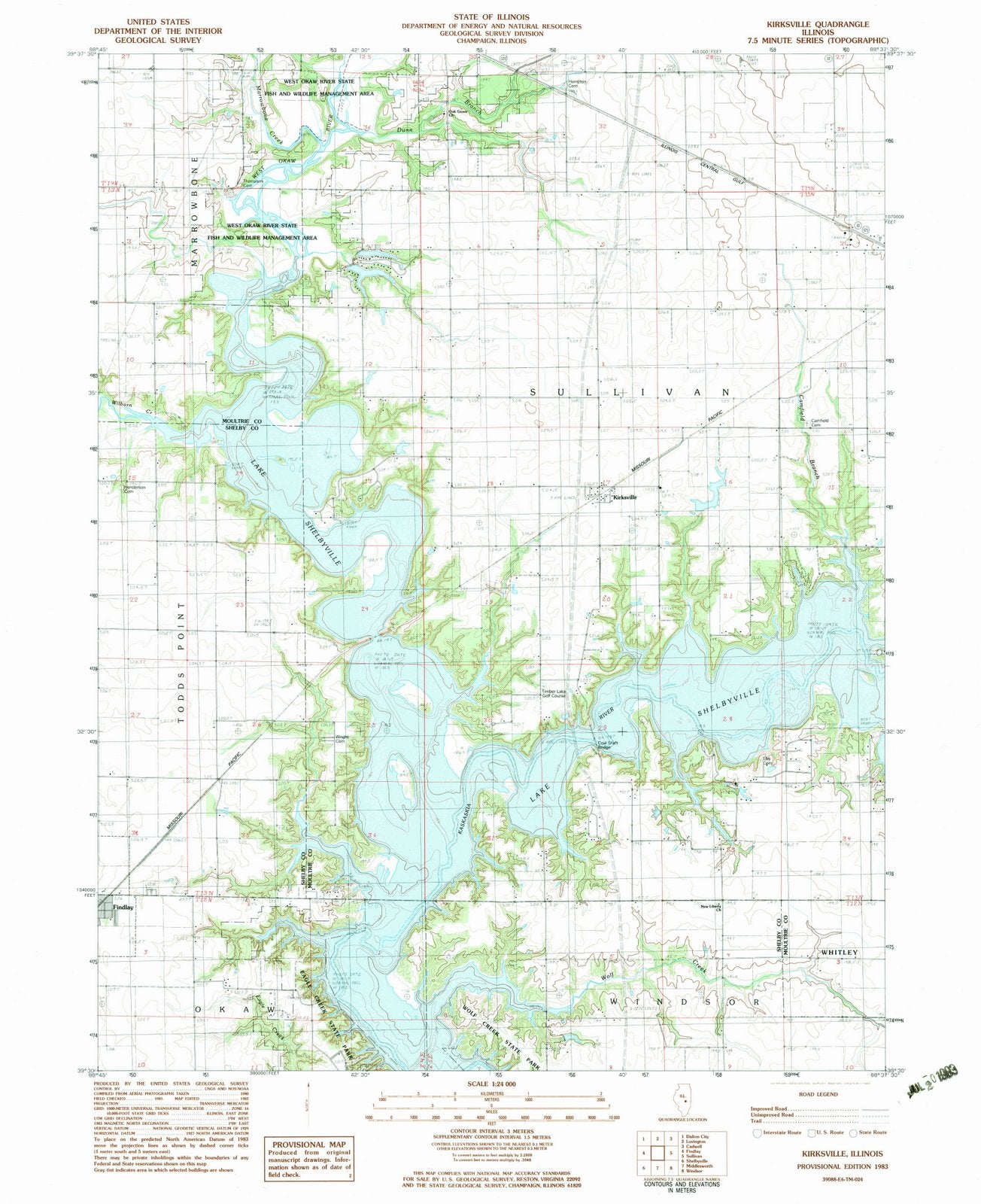 1983 Kirksville, IL - Illinois - USGS Topographic Map
