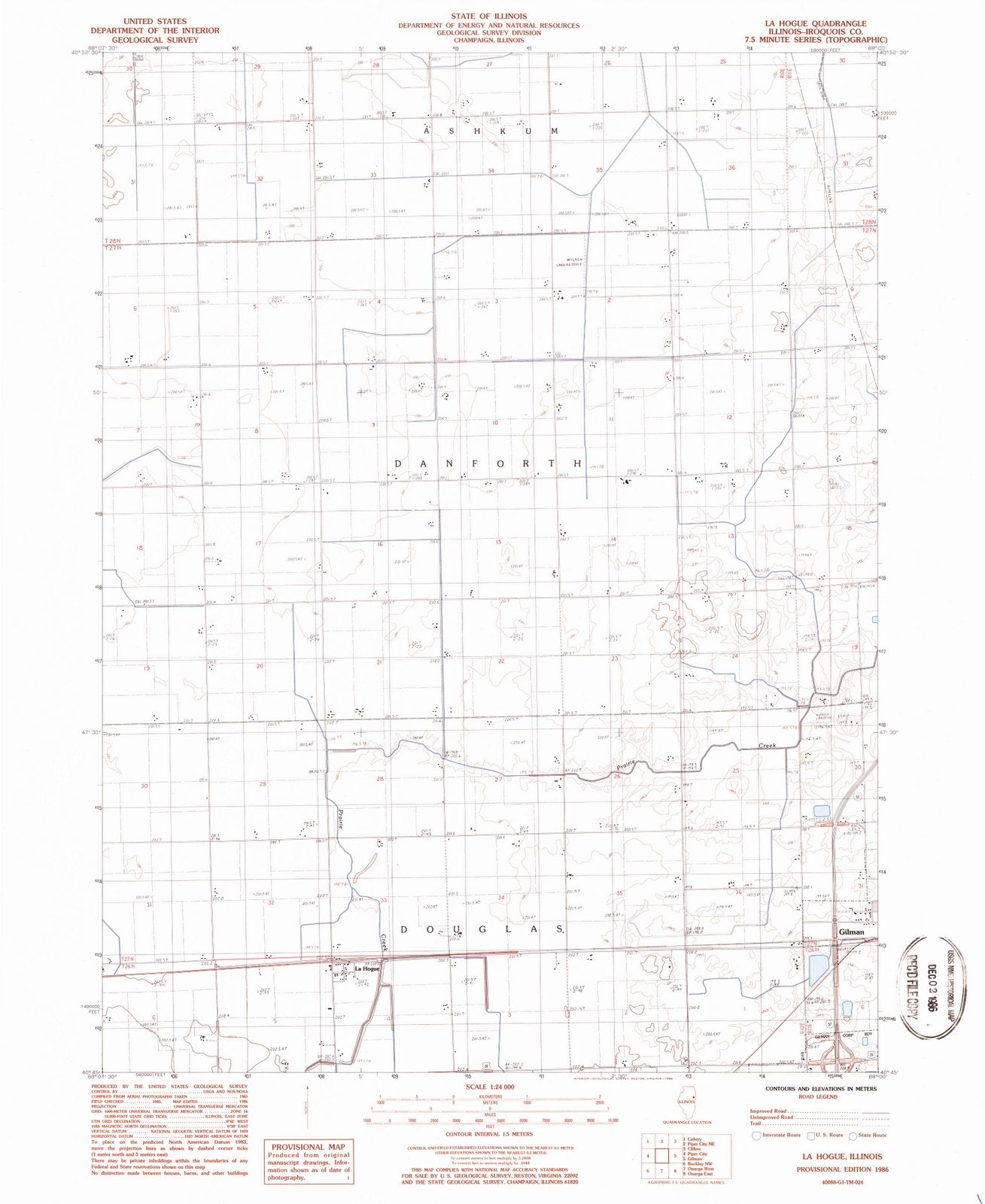 1986 La Hogue, IL - Illinois - USGS Topographic Map