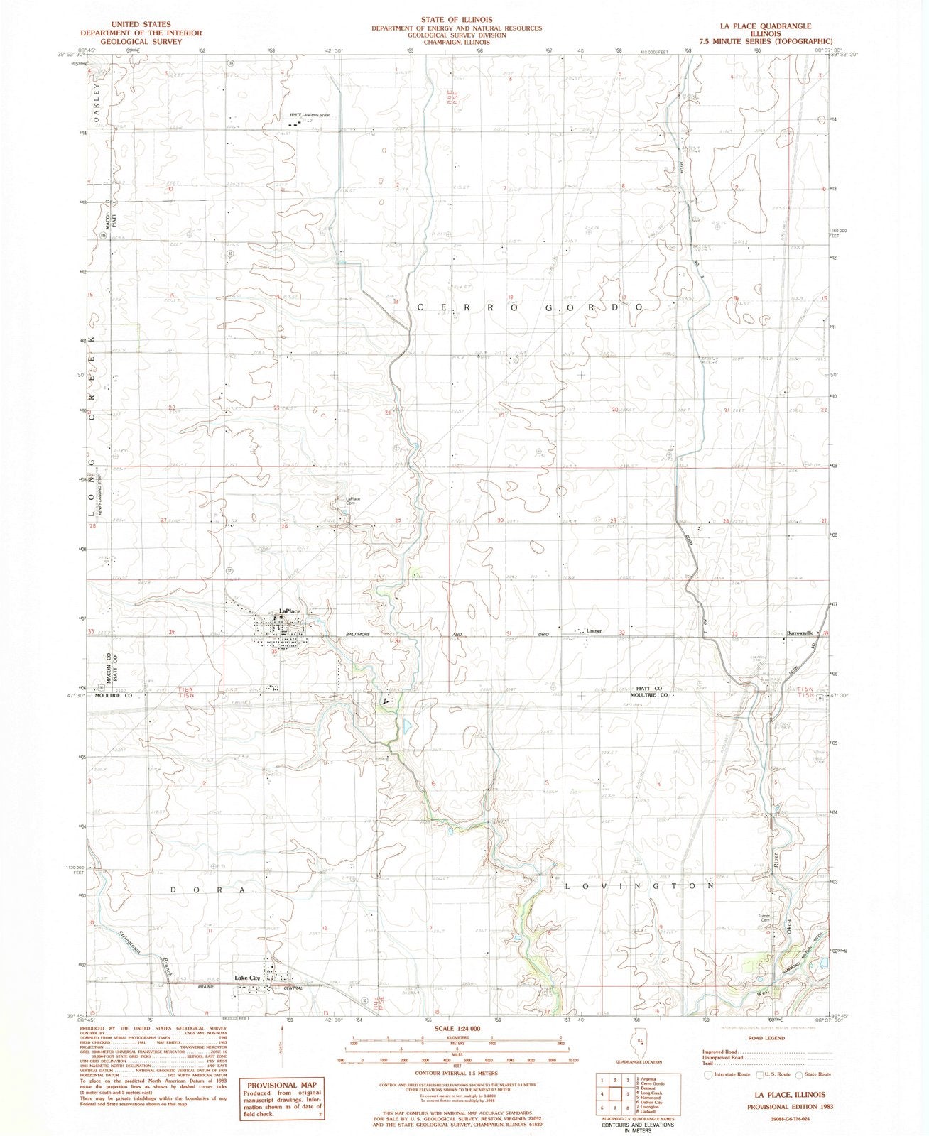1983 La Place, IL - Illinois - USGS Topographic Map