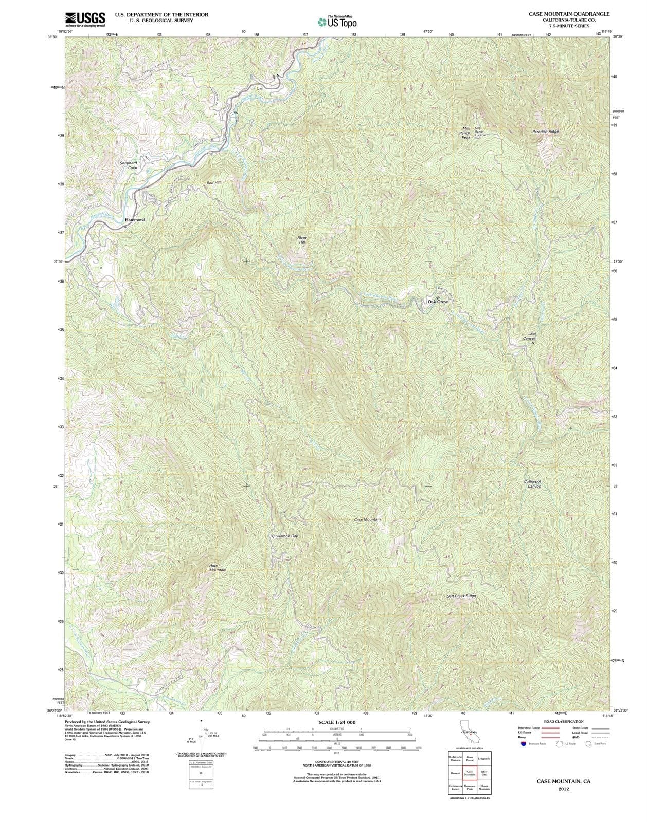 2012 Case Mountain, CA - California - USGS Topographic Map