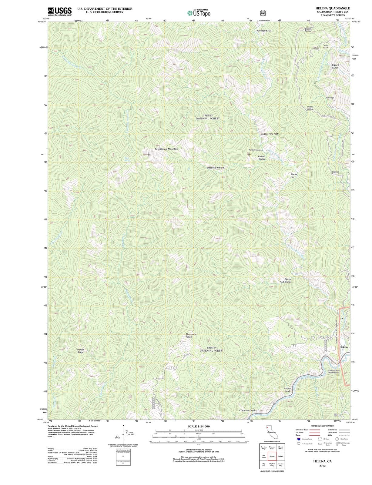 2012 Helena, CA - California - USGS Topographic Map