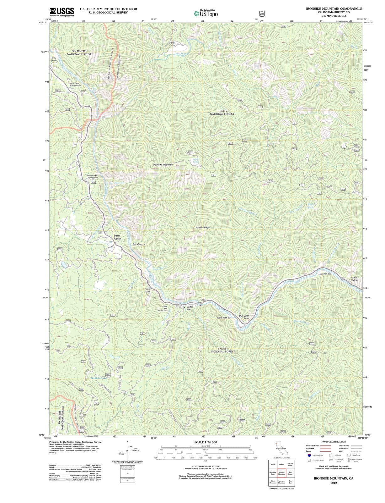 2012 Ironside Mountain, CA - California - USGS Topographic Map