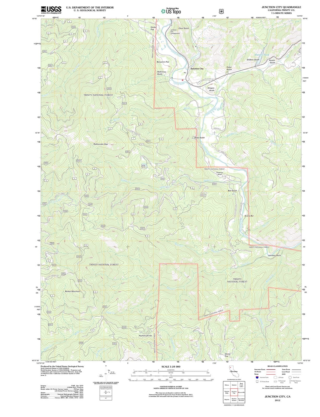 2012 Junction City, CA - California - USGS Topographic Map
